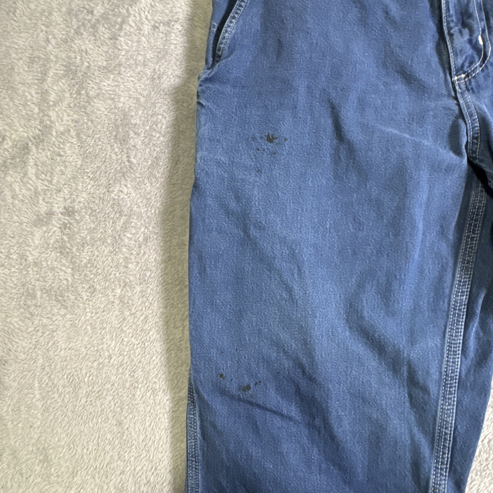 Carhartt Dungaree FU denim Work jeans 36w 30L has black paint stains in pictures