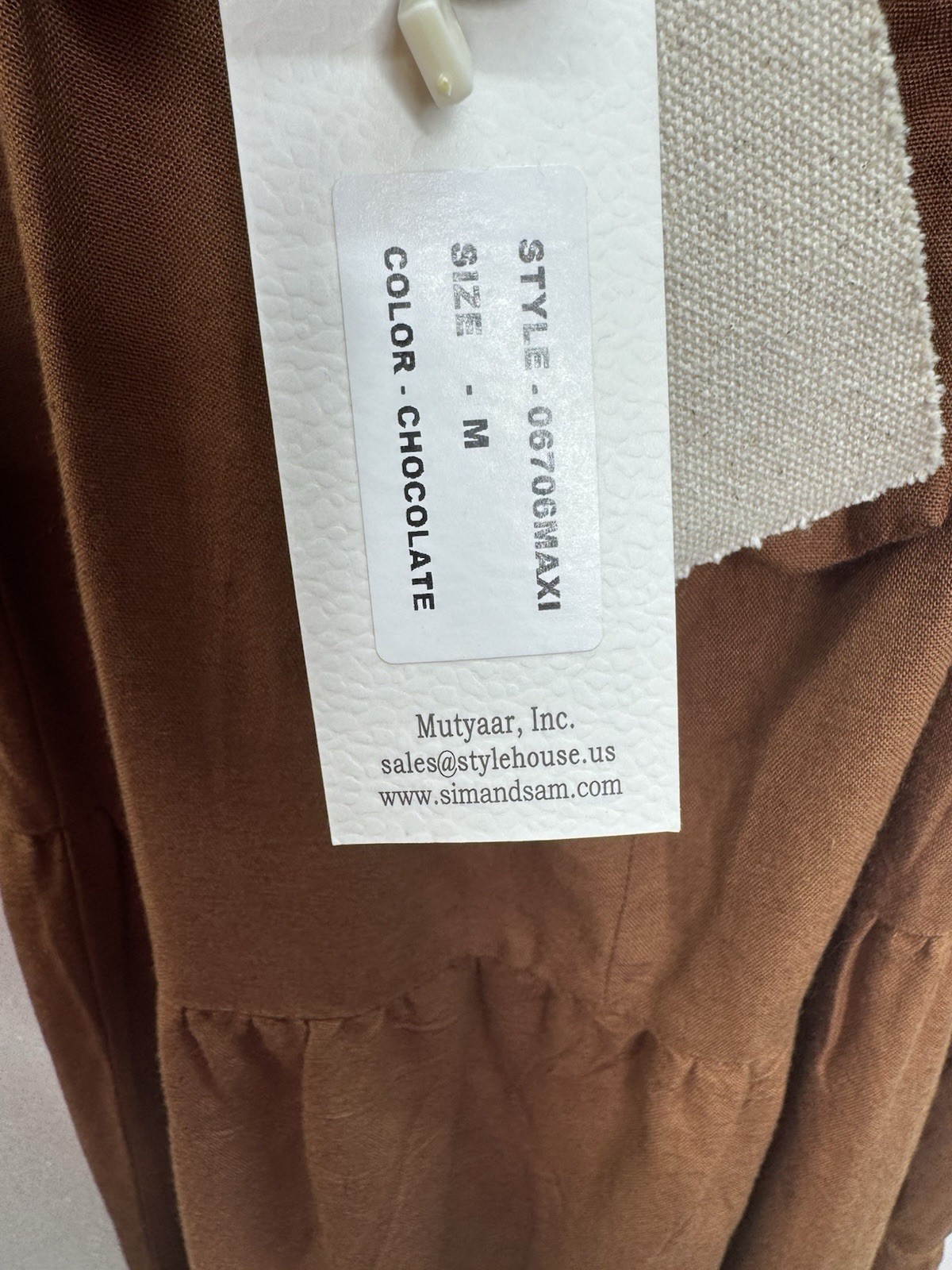 Sim & Sam NWT Tiered Linen Blend Maxi Dress Open Back With Ties Beach Earthy M