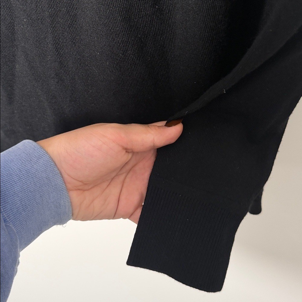 Sandro Black Quarter-Zip WOOL men’s SWEATER WITH ZIPPED COLLAR