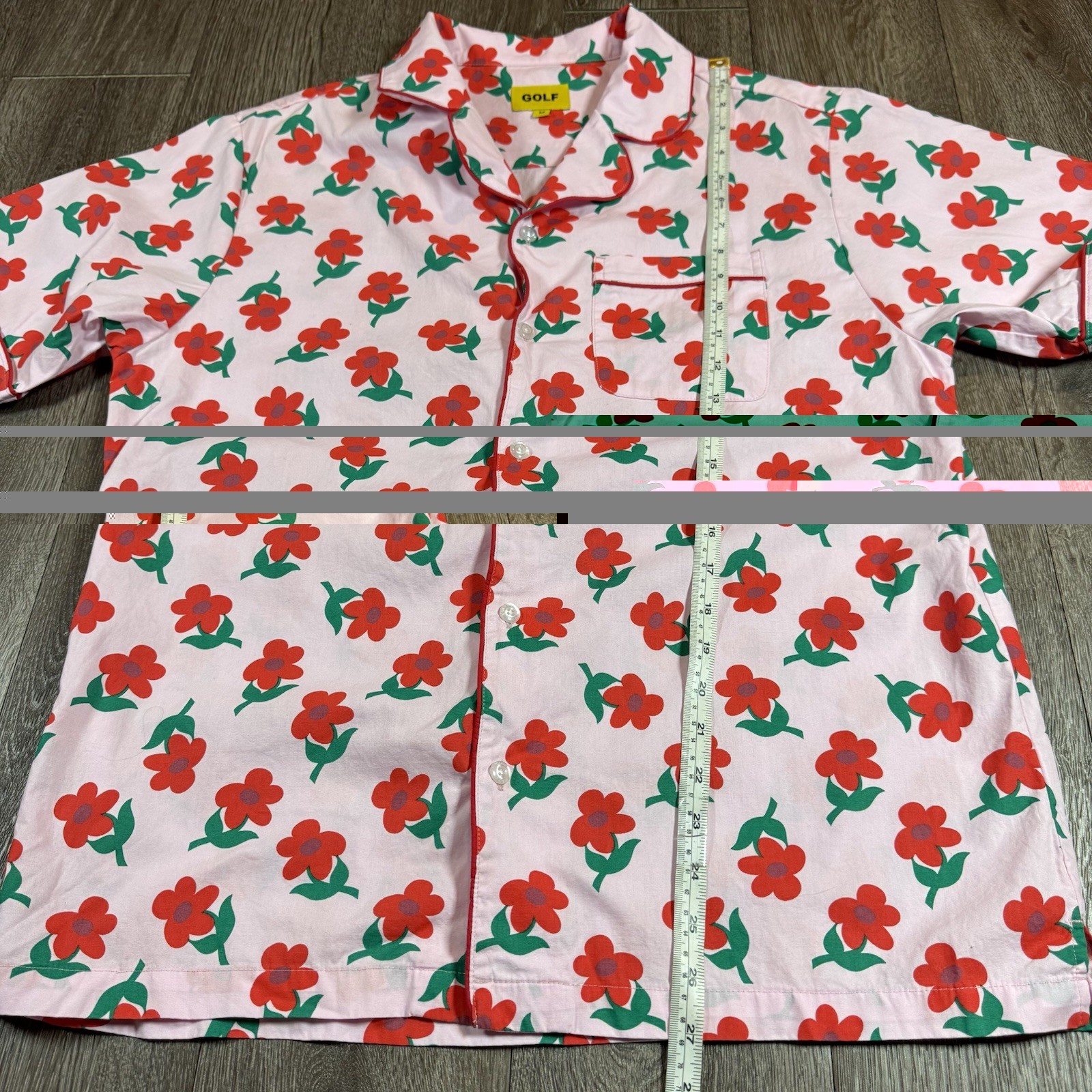 GOLF Wang Men’s Floral Print Pink Button-Front Shirt and Pant Set Medium