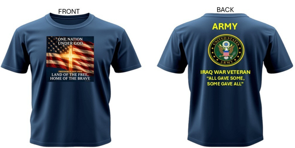 US ARMY* KOREAN WAR VETERAN*UNDER GOD*2-SIDED SHIRT. ARMY OFFICIAL LICENSE