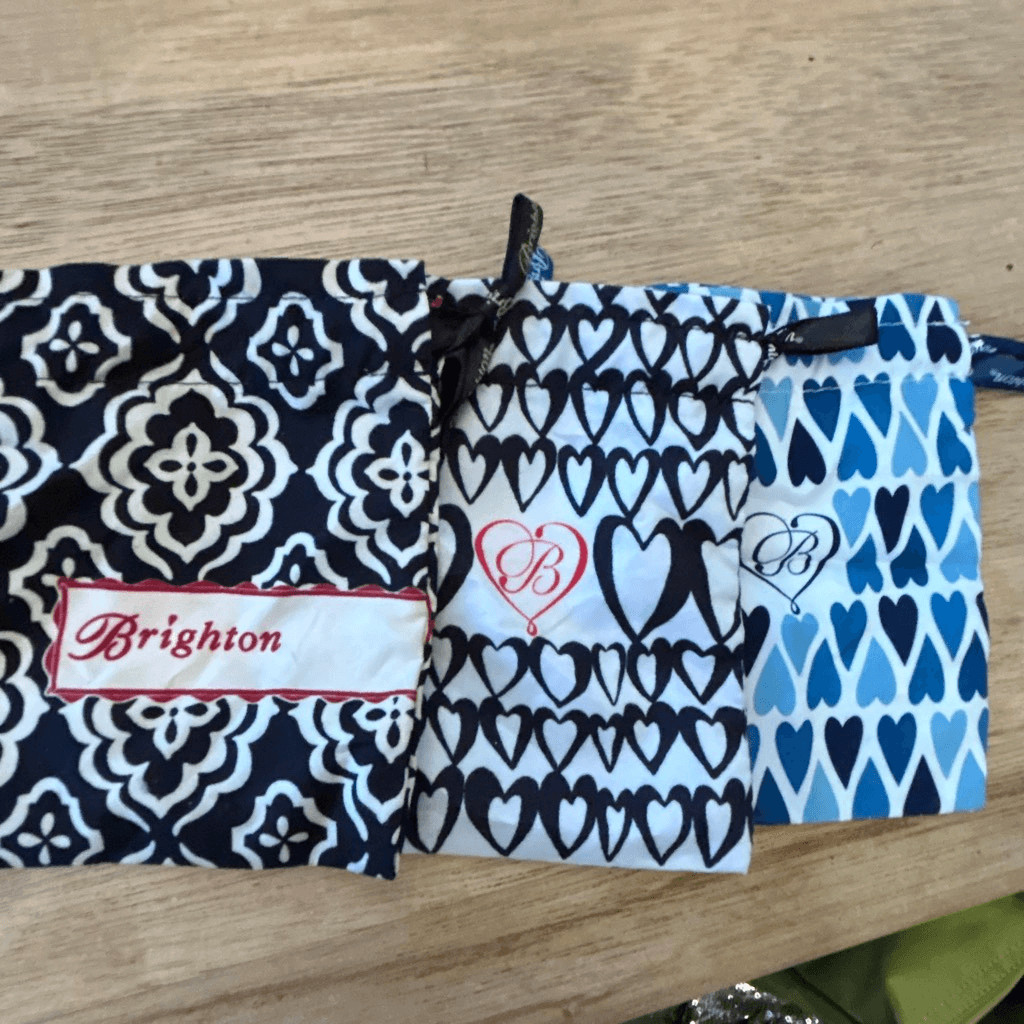 5 Brighton jewelry assorted prints hearts fabric pouches blue black green
