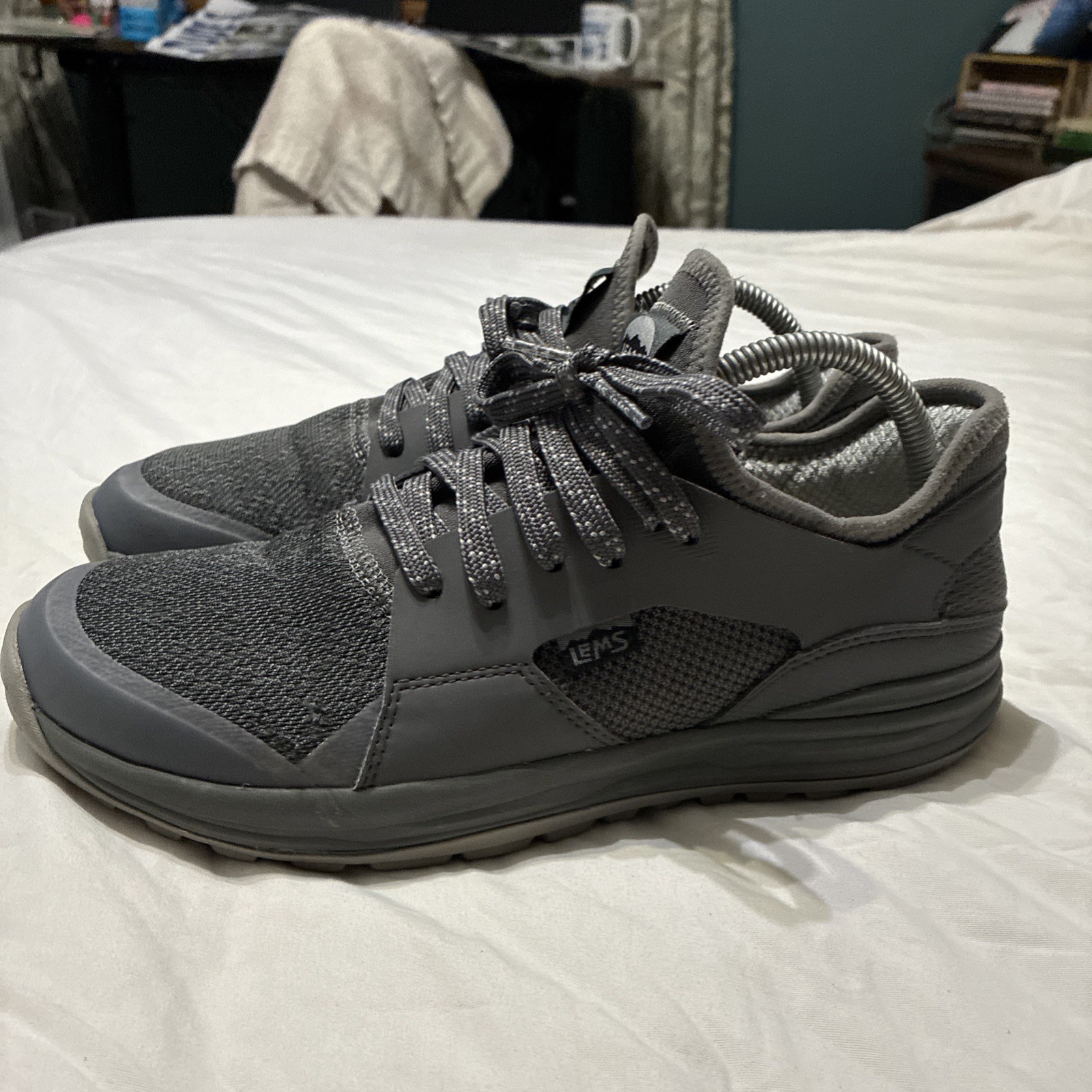 Lems Mesa Shoes Men Size 9.5 D Gray Mesh Trail Hiking Sneakers Barefoot LM220401