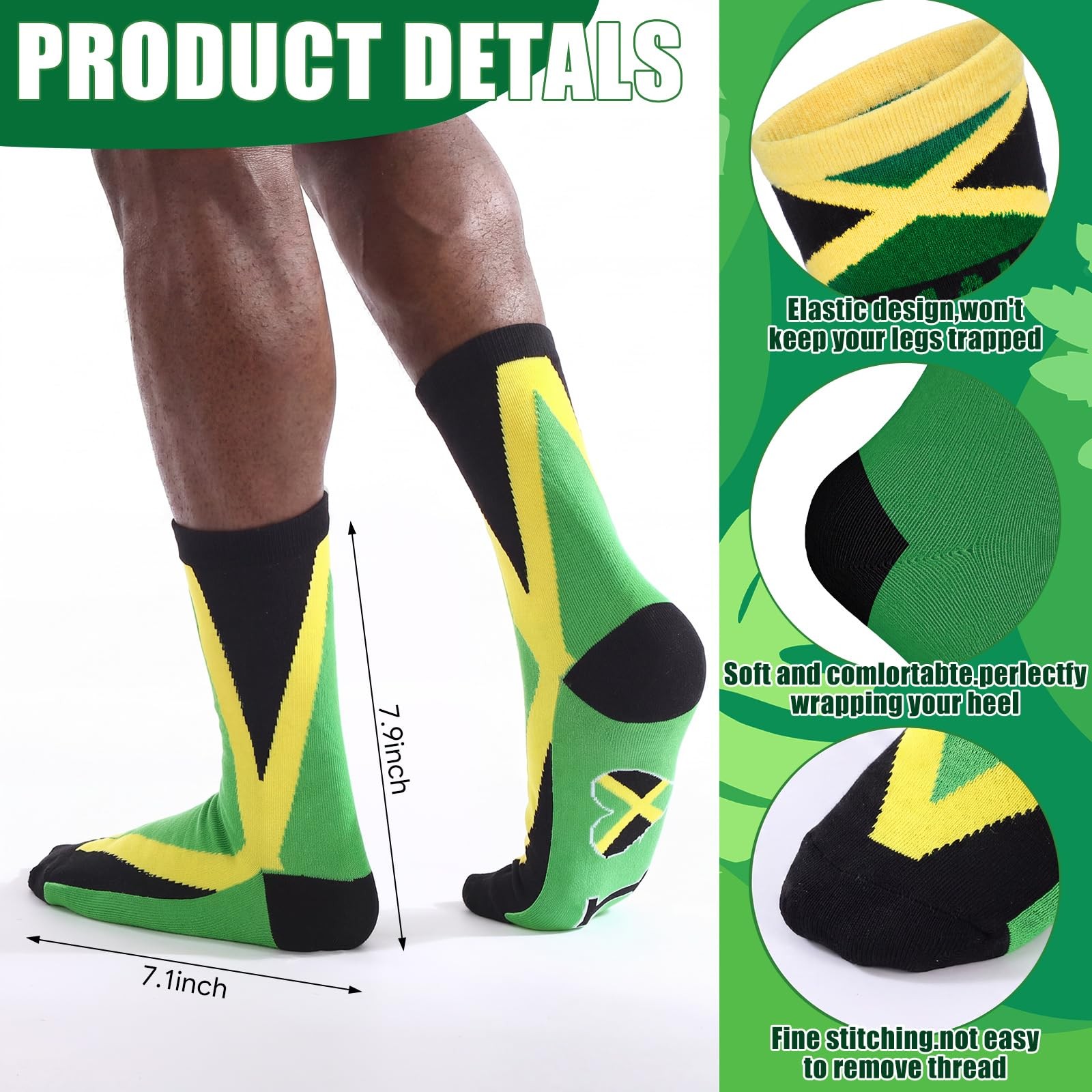 8 Pairs Jamaican Socks for Men Women Jamaican Flag Printed Breathable Cotton …