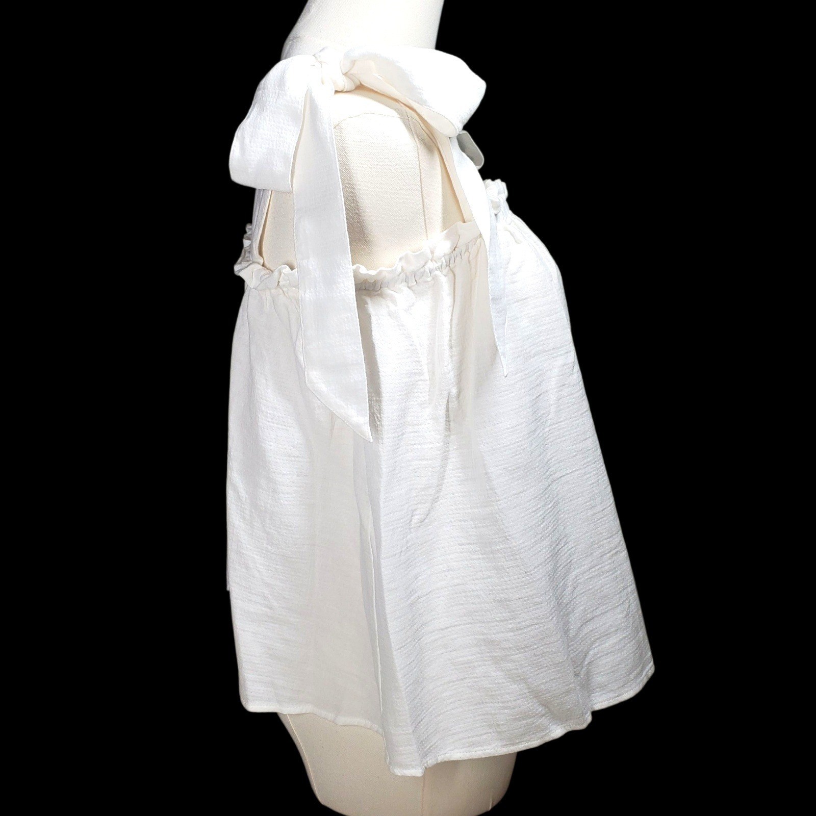 Outerknown Oasis Top Womens Medium White Bows Organic Cotton Boho Beach Coastal