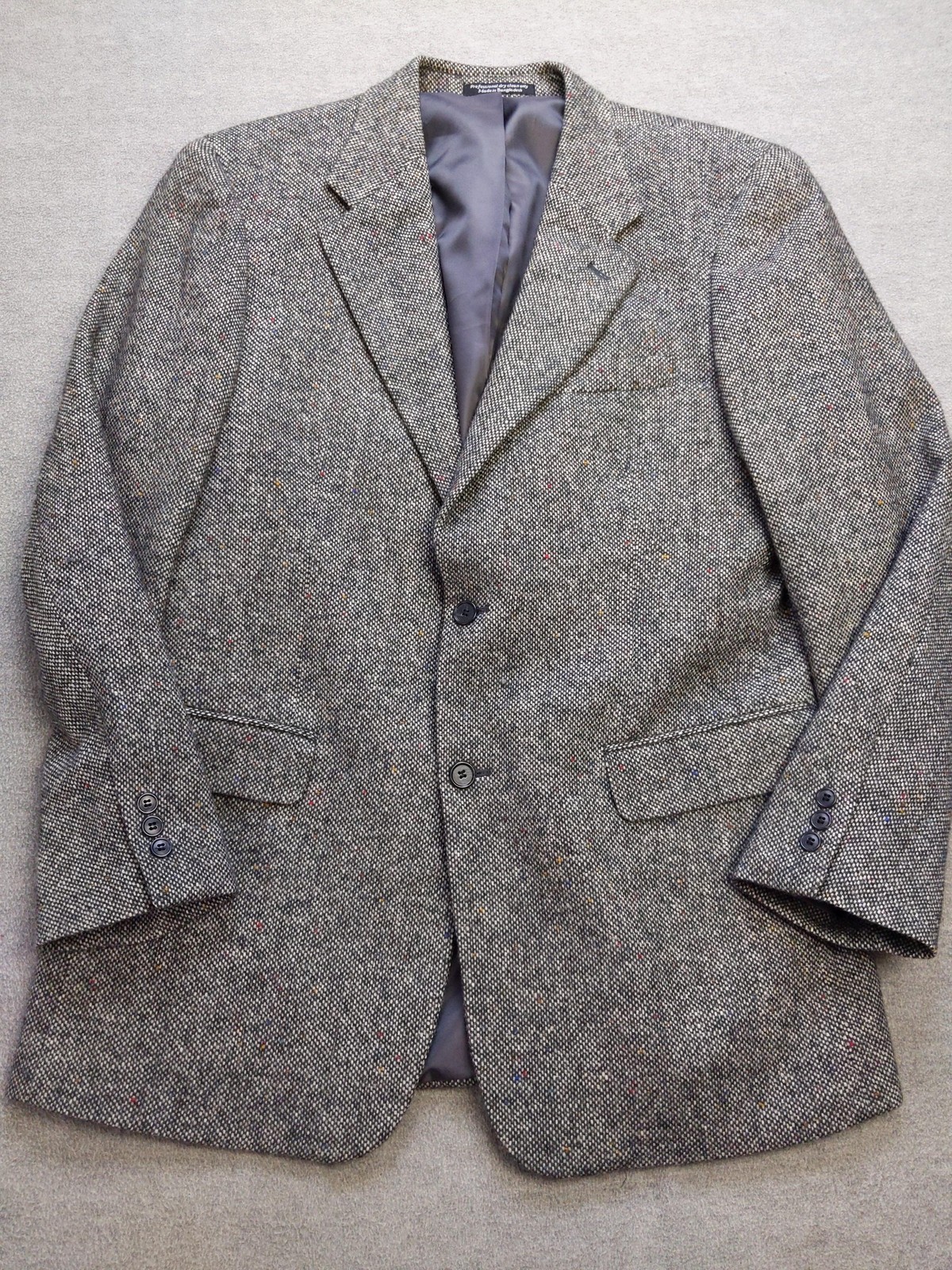 Deansgate Blazer Mens 42 Long Gray Wool Tweed Sport Coat Jacket Tweed Mottled