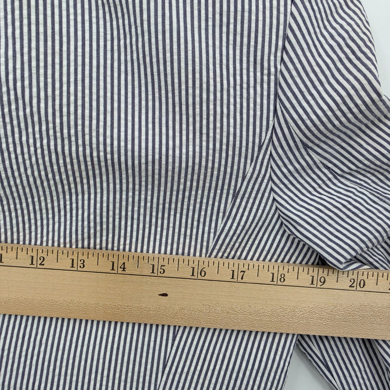 Banana Republic Seersucker Blazer Jacket Womens 12 Striped Coastal Preppy Cotton