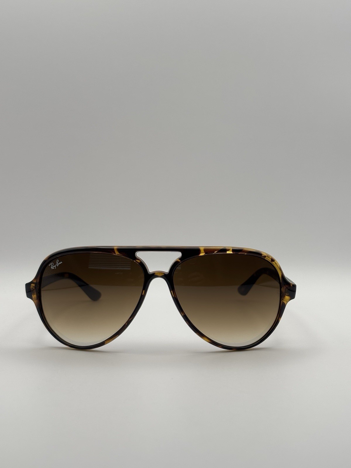 Ray-Ban Cats 5000 RB4125 Aviator Sunglasses Polished Light Havana/Brown Gradient