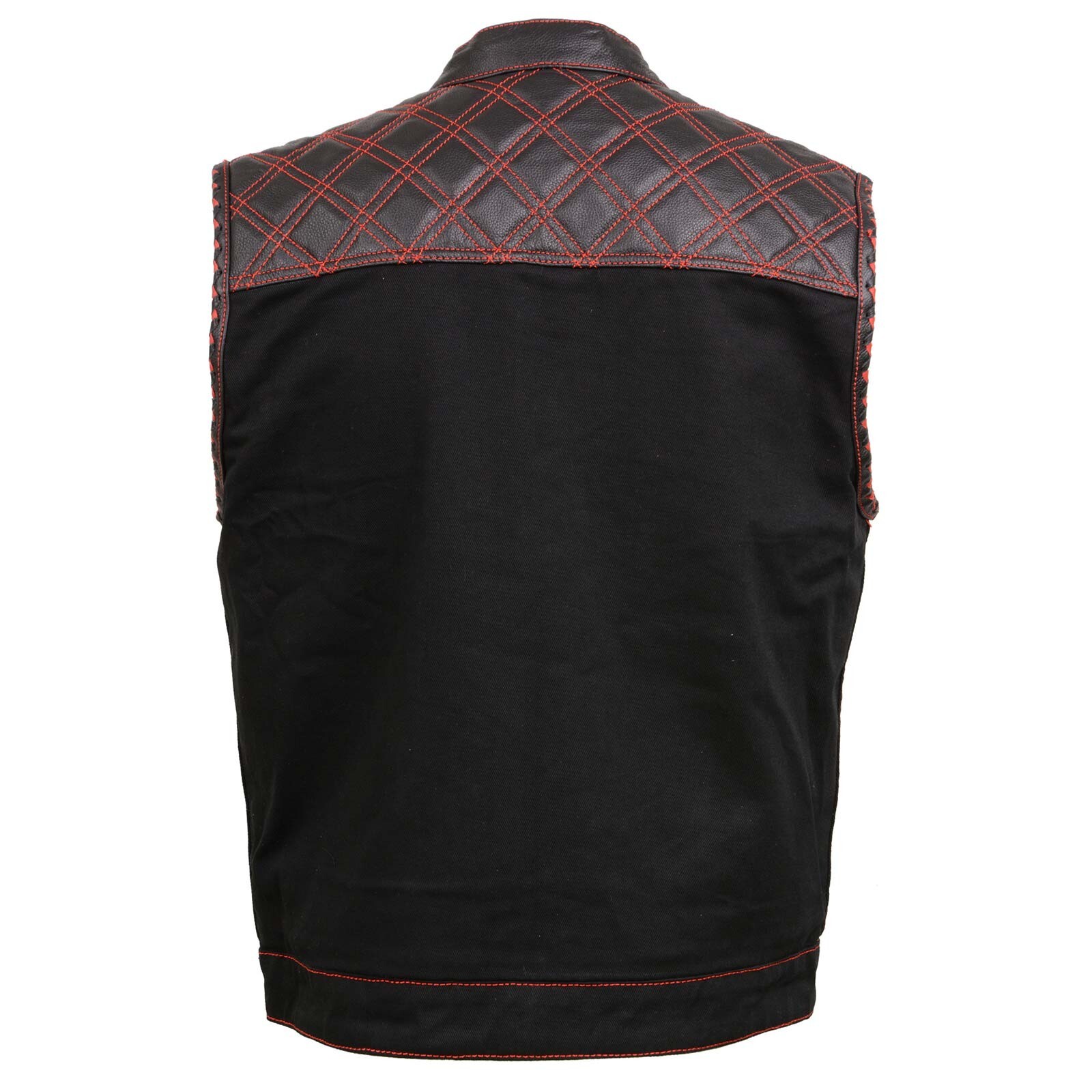 Milwaukee Leather 3036 Men’s Wrecker Denim &Leather Club Style Vest w/ Diamond