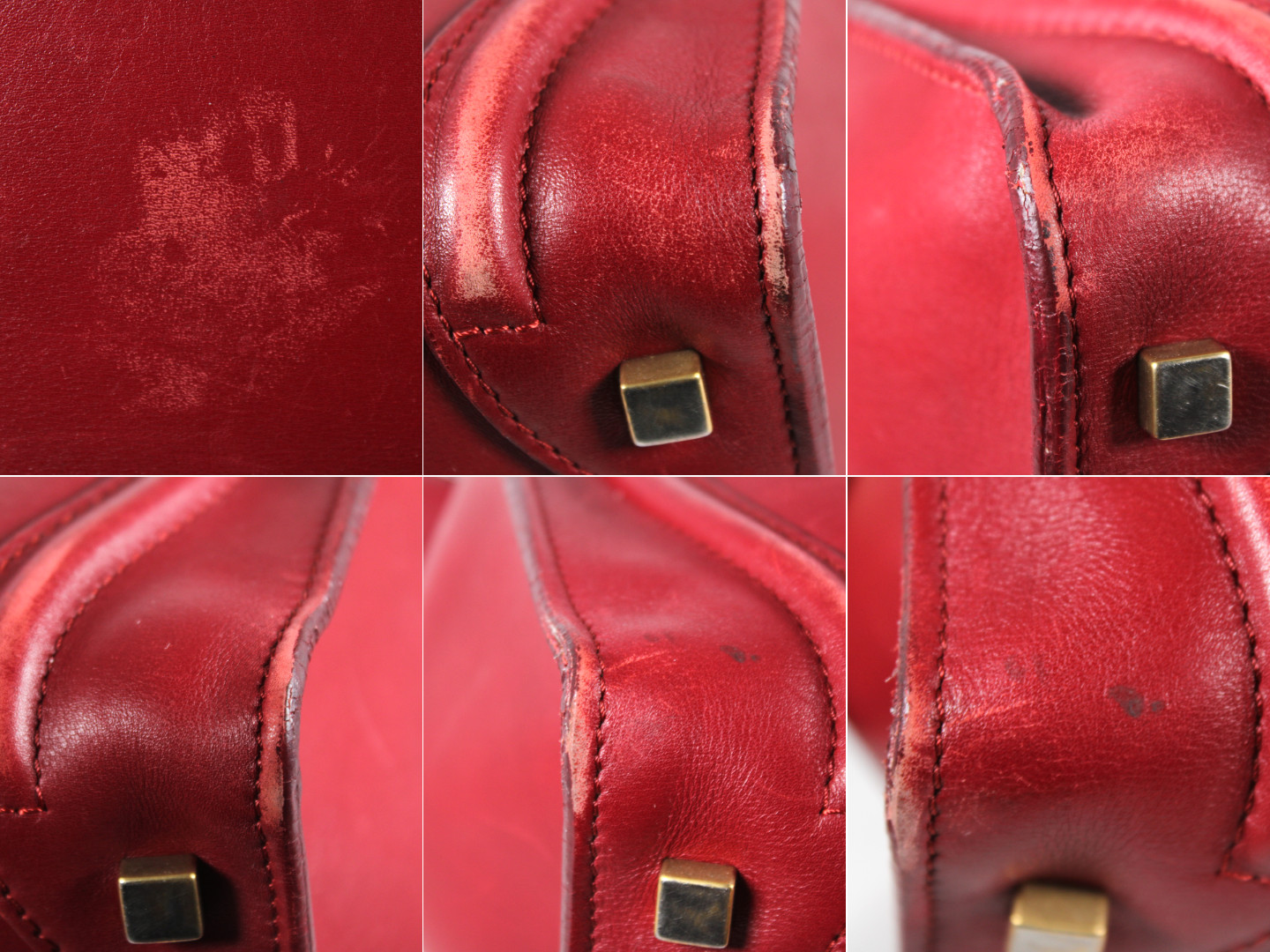 CELINE Carmine Red Leather Zip-Top MINI LUGGAGE Large Tote Bag