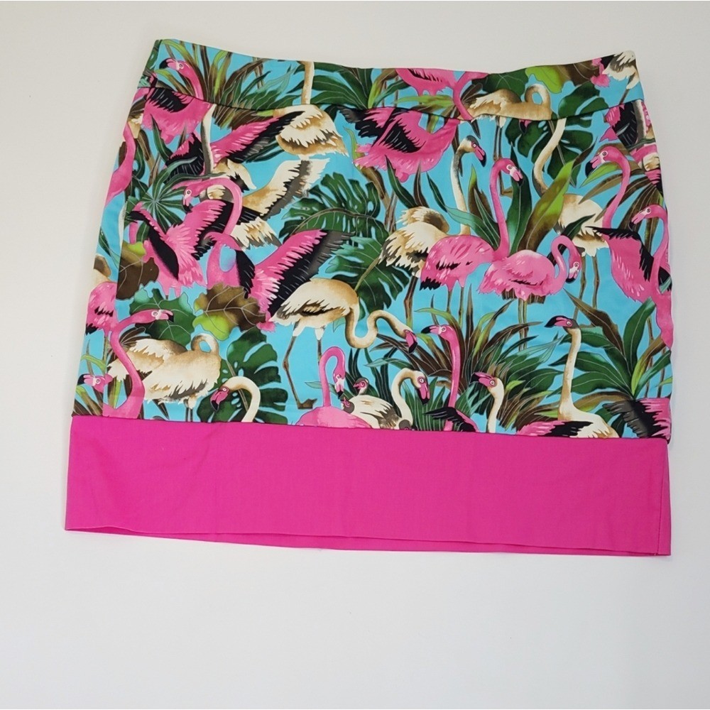 Loudmouth pink and blue flamingo print golf skirt…size 14
