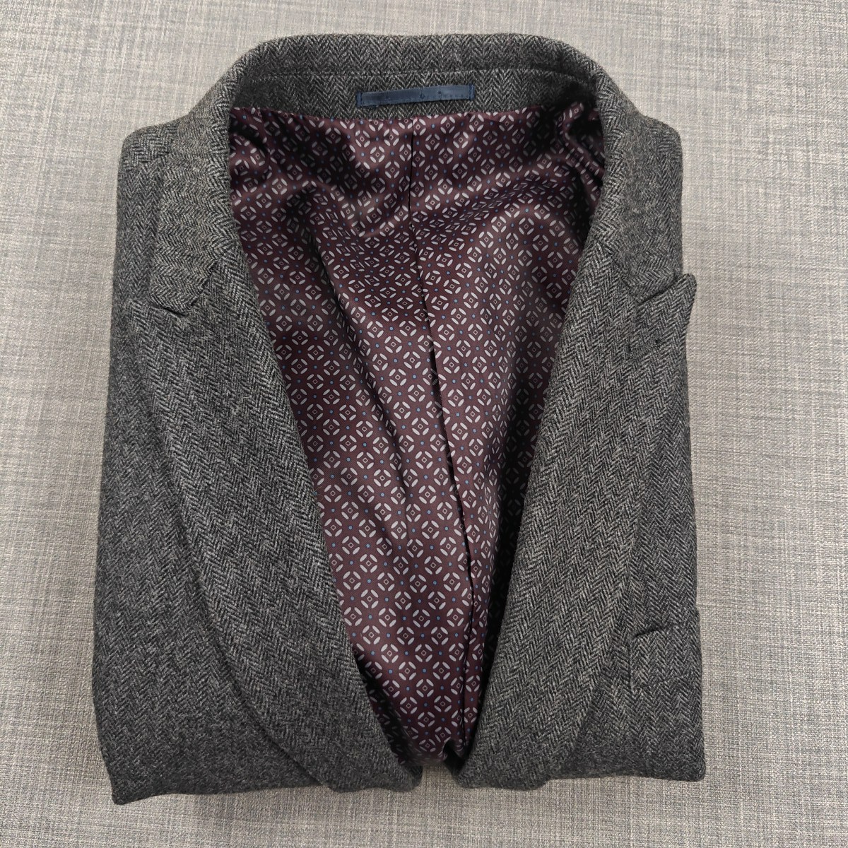 Next Tailoring Mens Herringbone Tweed Blazer 48R Charcoal Grey Wool