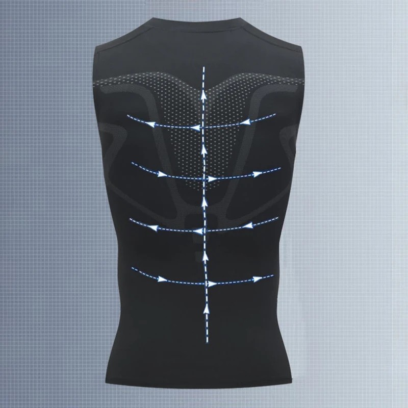 Men Compression Shirt Version Ionic Shaping Sleeveless Vest Sport Tank Top S-2XL