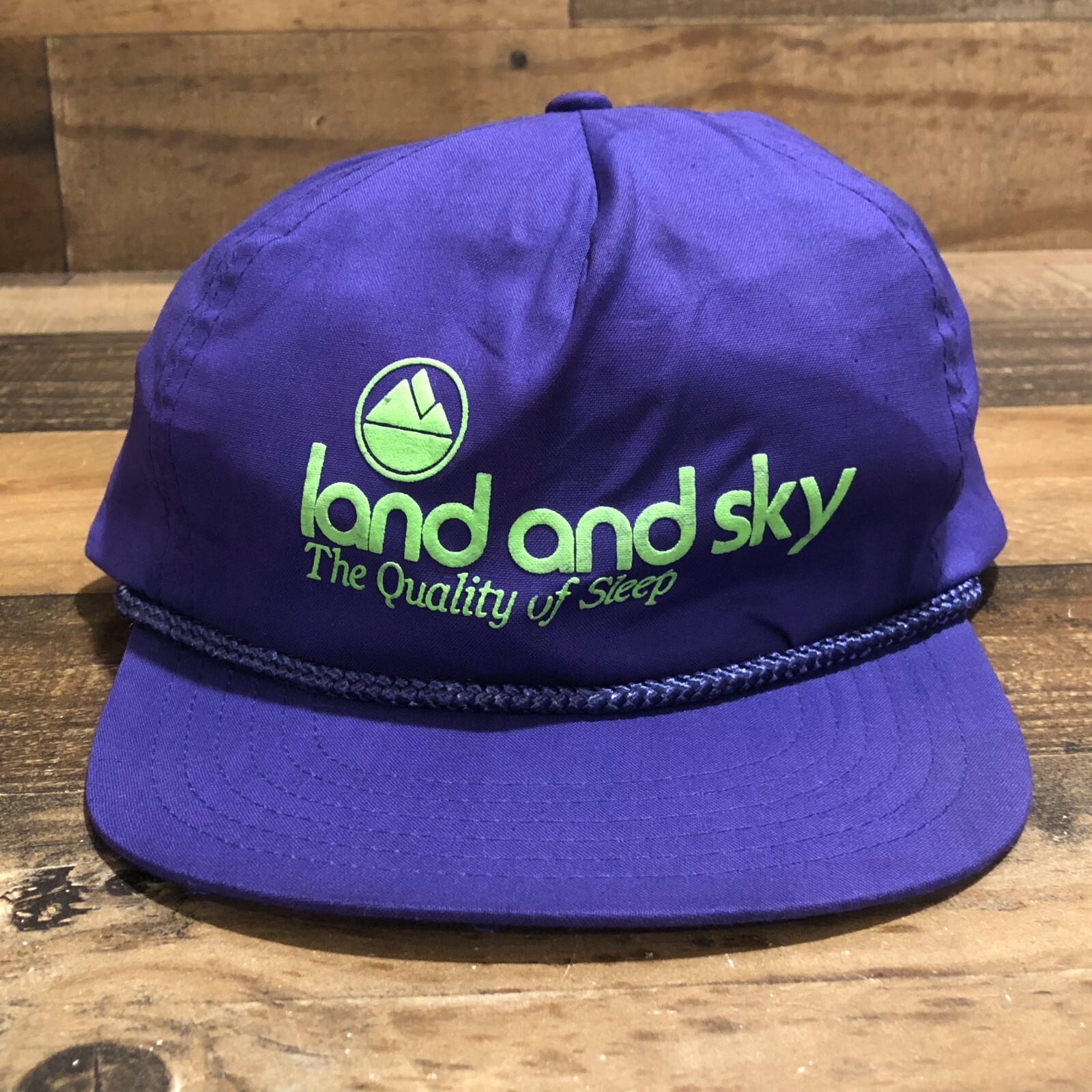 VTG Land And Sky Hat Strapback Baseball Cap Men Purple Quality Of Sleep 90s READ