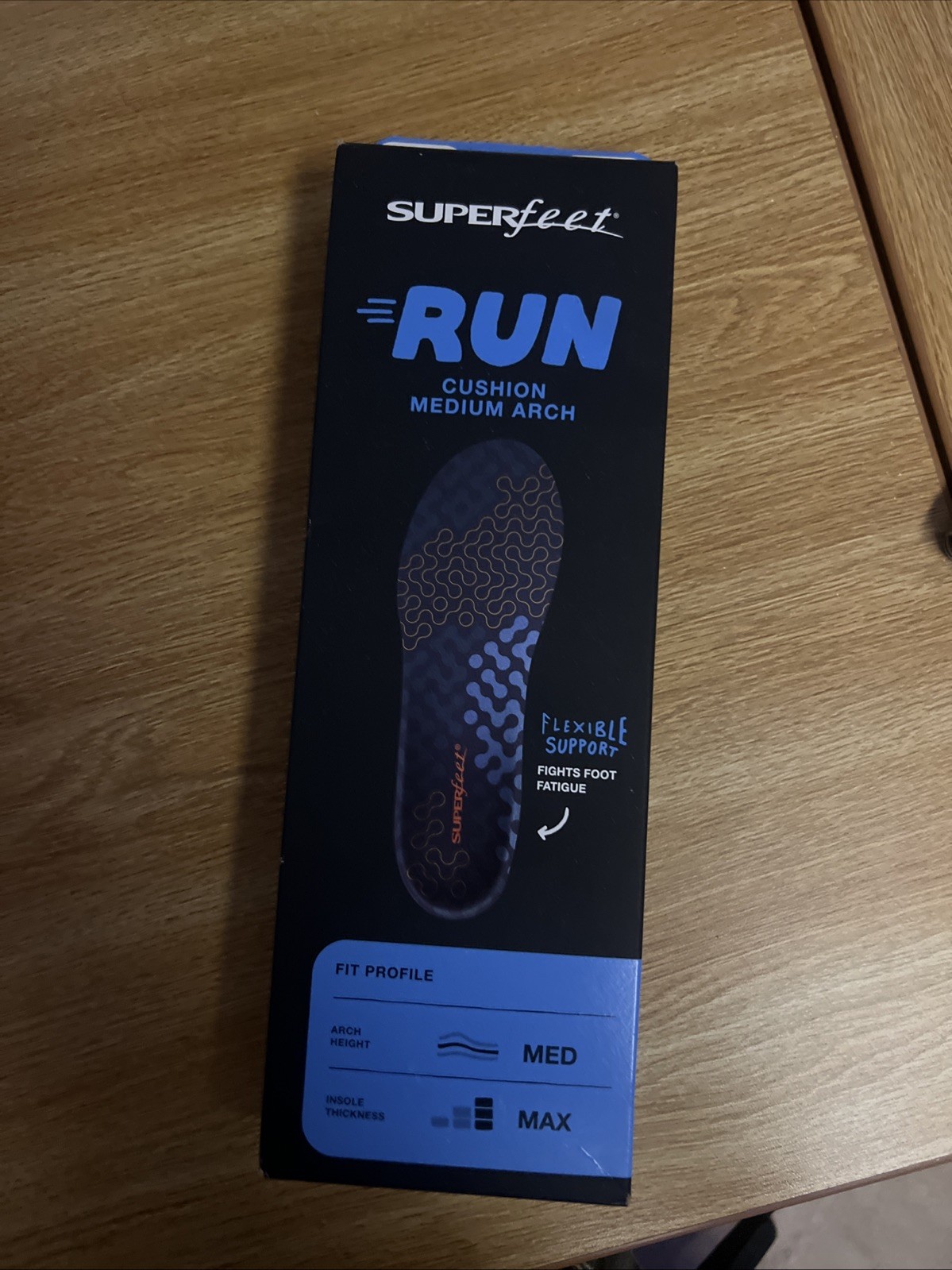 SUPERFEET Run Cushion Medium Arch Support Insoles-Mens 9.5-11, W 10.5-12 (Sz E)