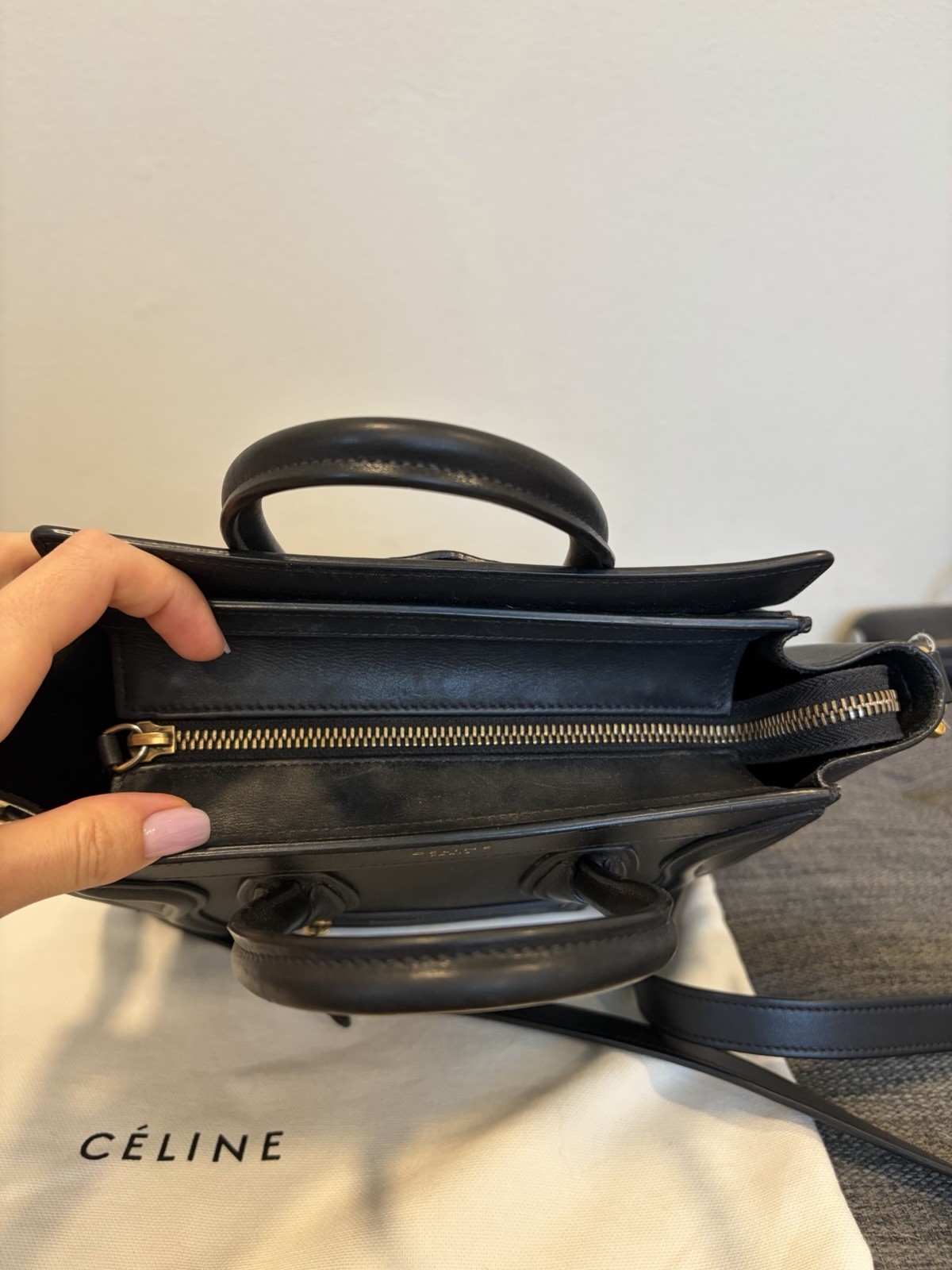 CELINE Black Nano Top Handle Bag
