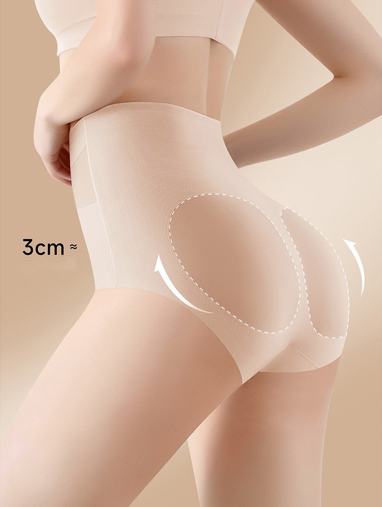 Women Briefs High Waist Ice silk Solid Thin Tummy Control Yoga Underpants 32951