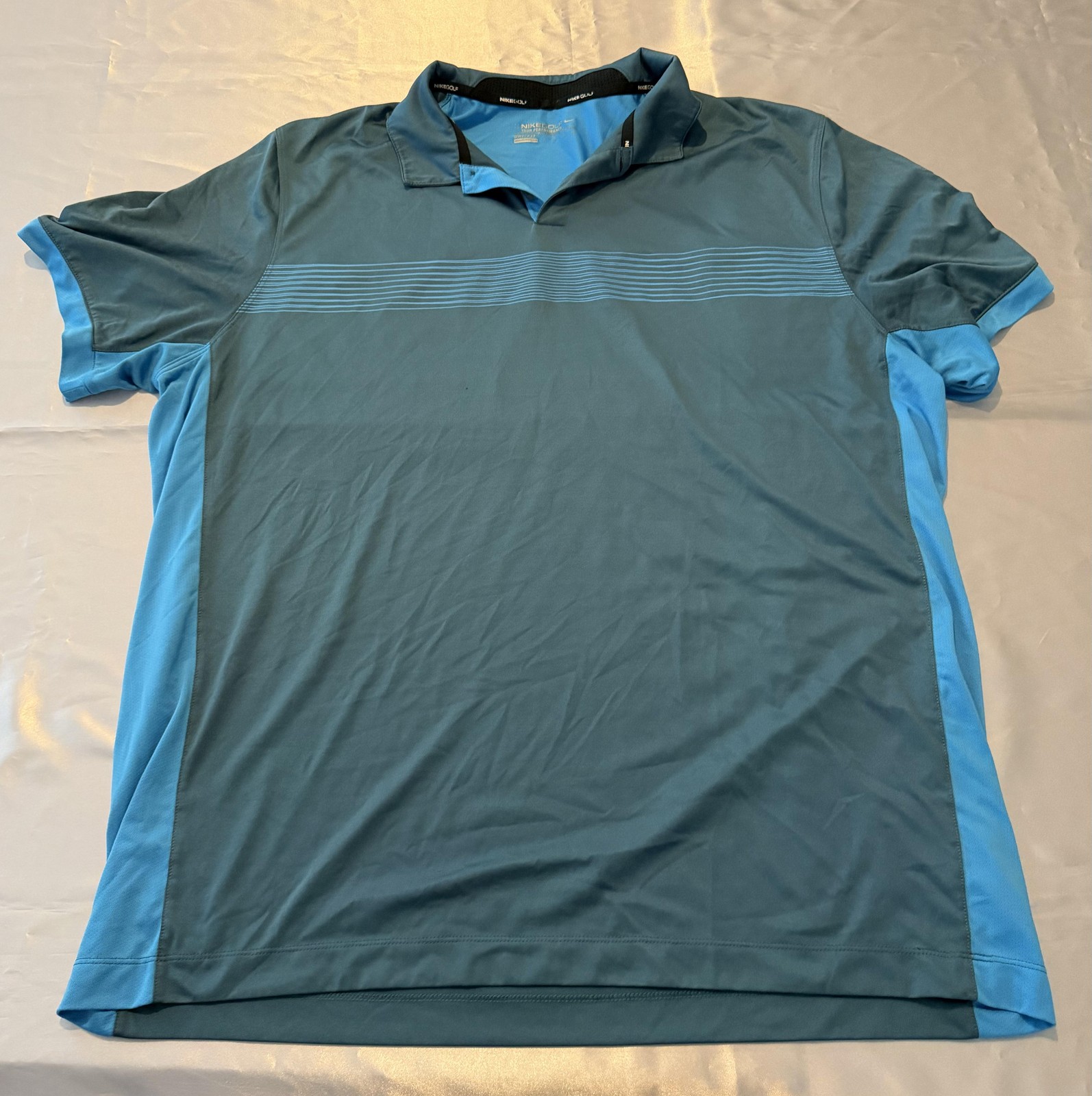 Nike Golf Polo Shirt Mens 2XL Blue Dri-FIT Tour Performance Colorblock Two-Tone