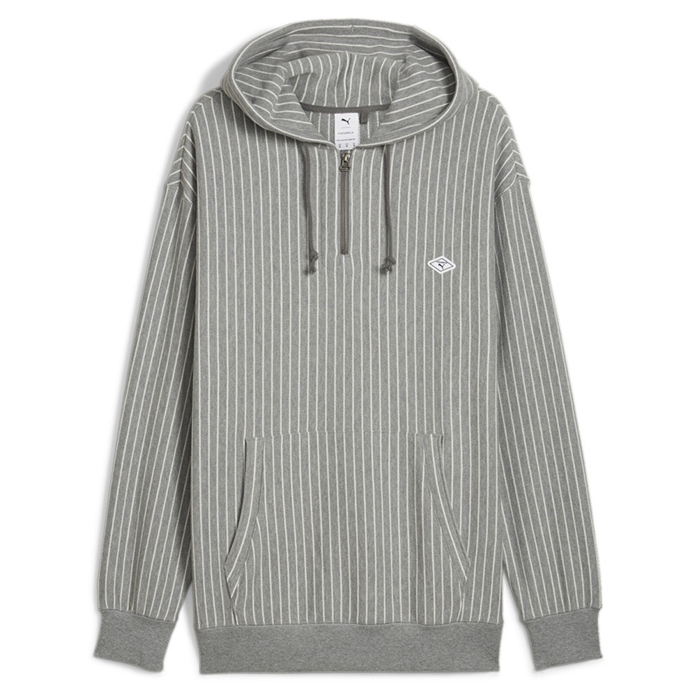 PUMA Nanamica Quarter Zip Striped Hoodie Mens Grey Casual Athletic Outerwear 539