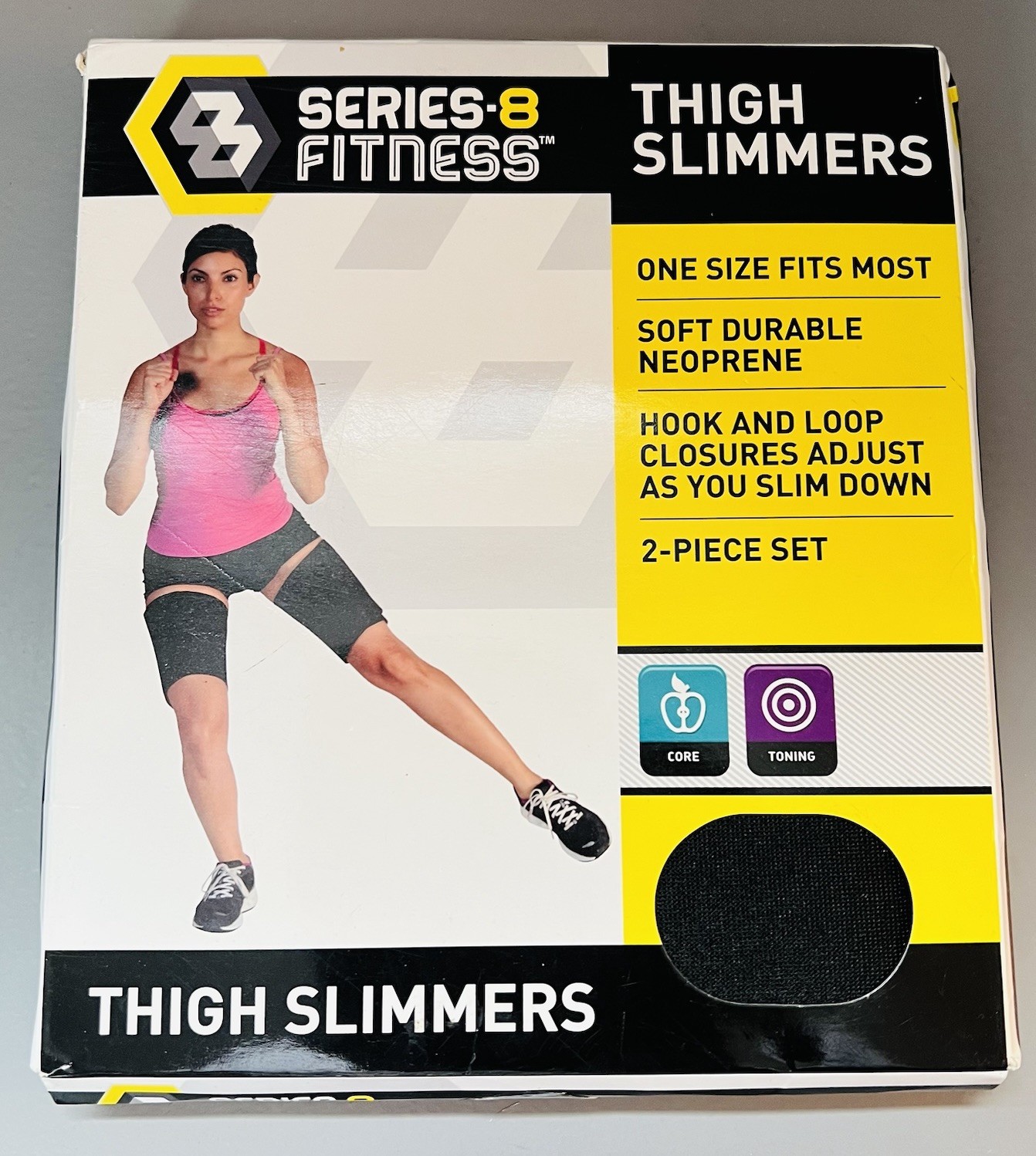 New Open Box Series 8 Fitness Thigh Slimmers Neoprene Black 2 Piece Set OSFM