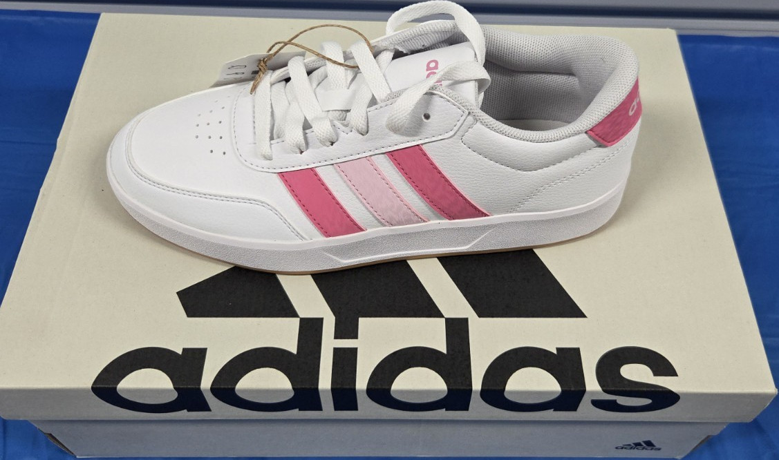 adidas Breaknet 3.0 J White/Pink Low Top Sneakers JR8444 US 5 EU 37 1/3