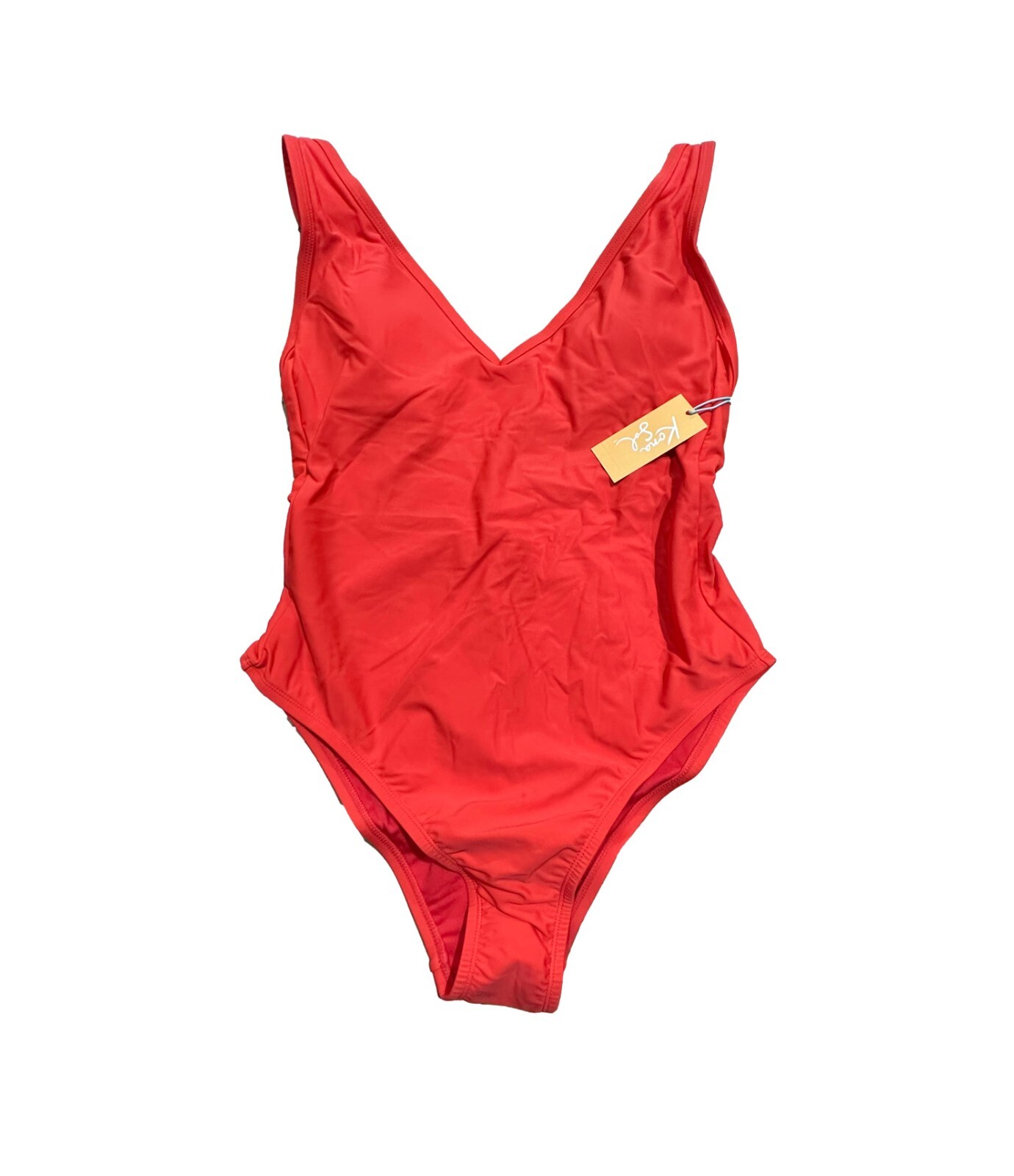 Women’s V-Neck Over the Shoulder High Leg One Piece Swimsuit – Kona Sol Red M