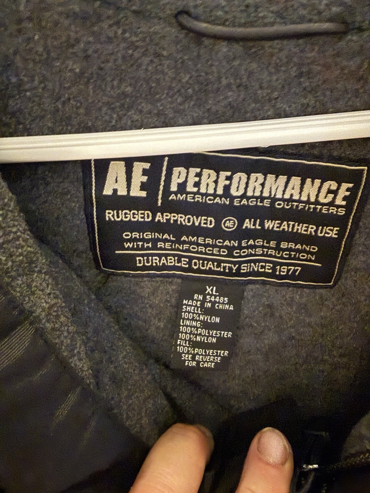 Vintage American Eagle Outfitters Men’s Hooded Zip Anorak Jacket Black/White XL