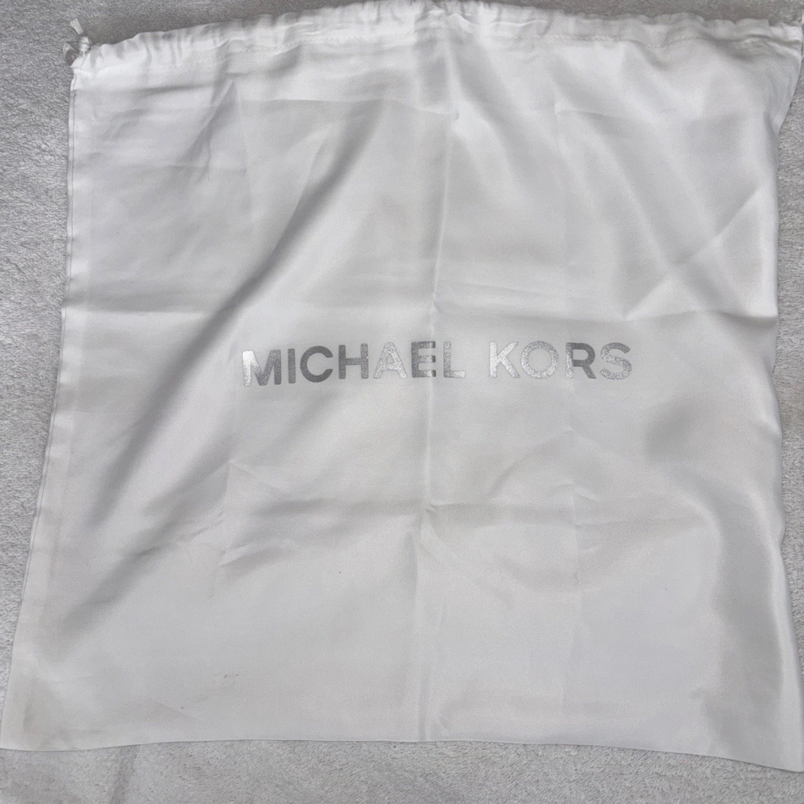 Michael Kors Logo White Satin Drawstring Cover Dust Bag 15″x 16″