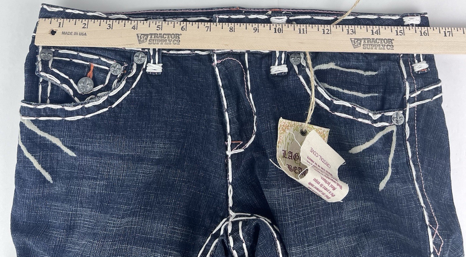Laguna Beach Women’s Jeans Size 30 Blue Denim 33X32 Mid Rise Super Thick Stitch