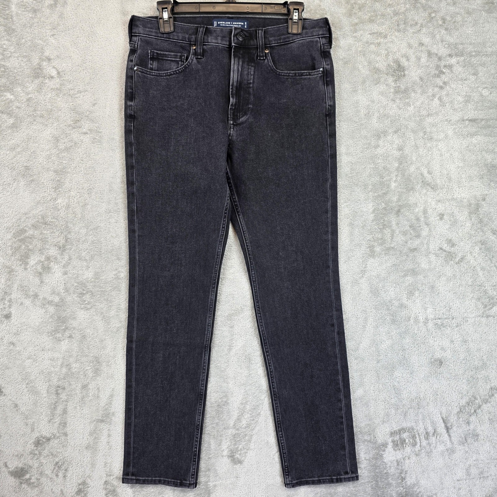 Everlane Uniform Jeans Mens 31×30 Black Charcoal Wash Slim Stretch Organic Denim
