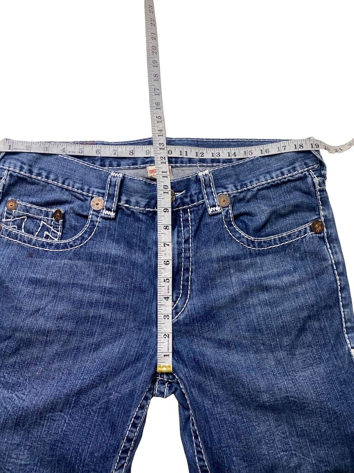 VTG True Religion Bobby Super T Jeans 38×26.5 Made in USA Thick White Stitch Y2K