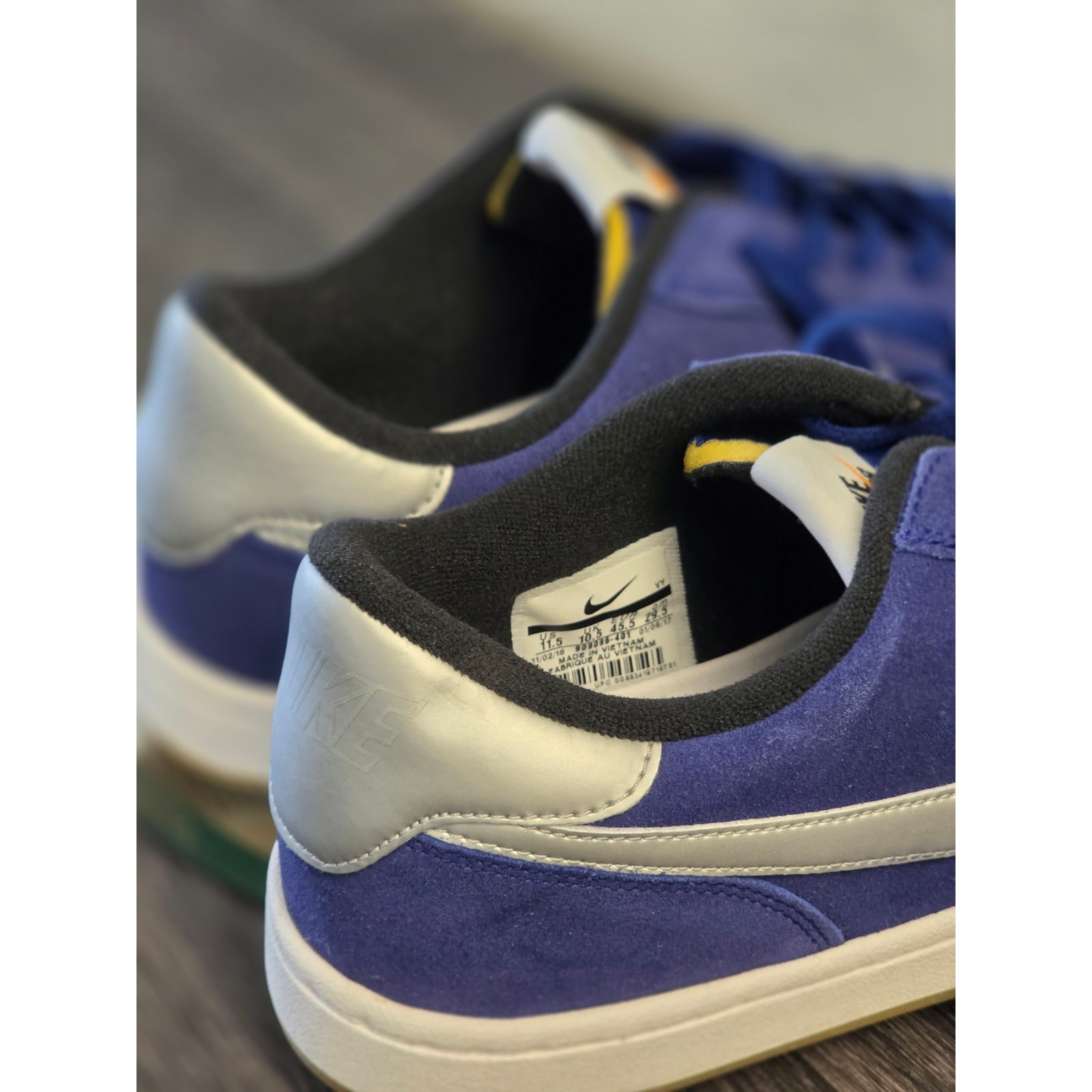 Nike SB Bruin Hyperfeel XT 909096-401 Blue Silver Suede SkateShoesSize 11.5 New