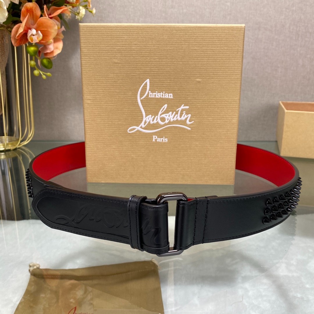 Authentic Christian Louboutin Belt Gunmetal Buckle 3.5cm/1.38″