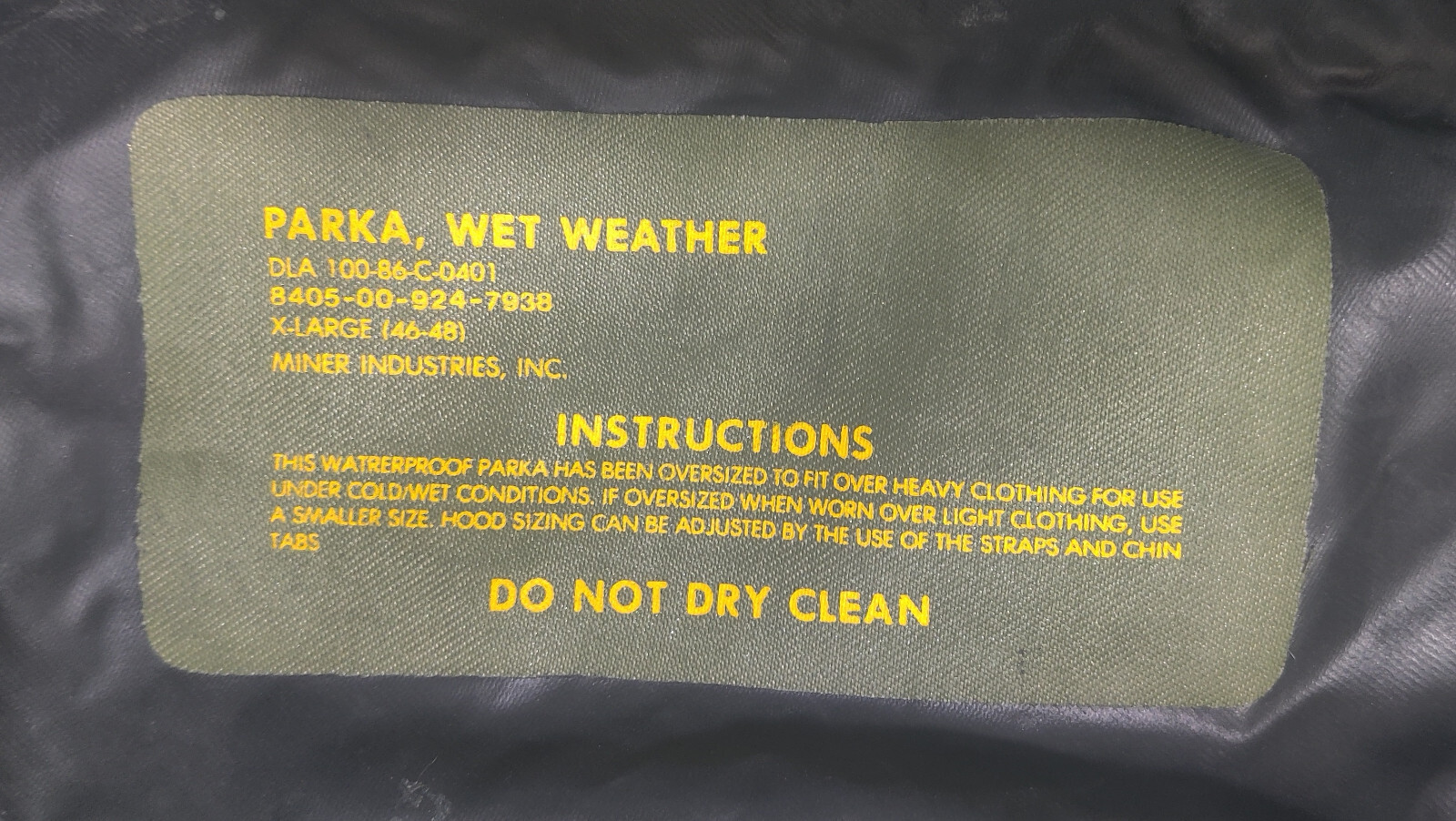 Genuine USGI USMC USN Wet Weather Parka Rain Jacket OD – Size XL – NEW