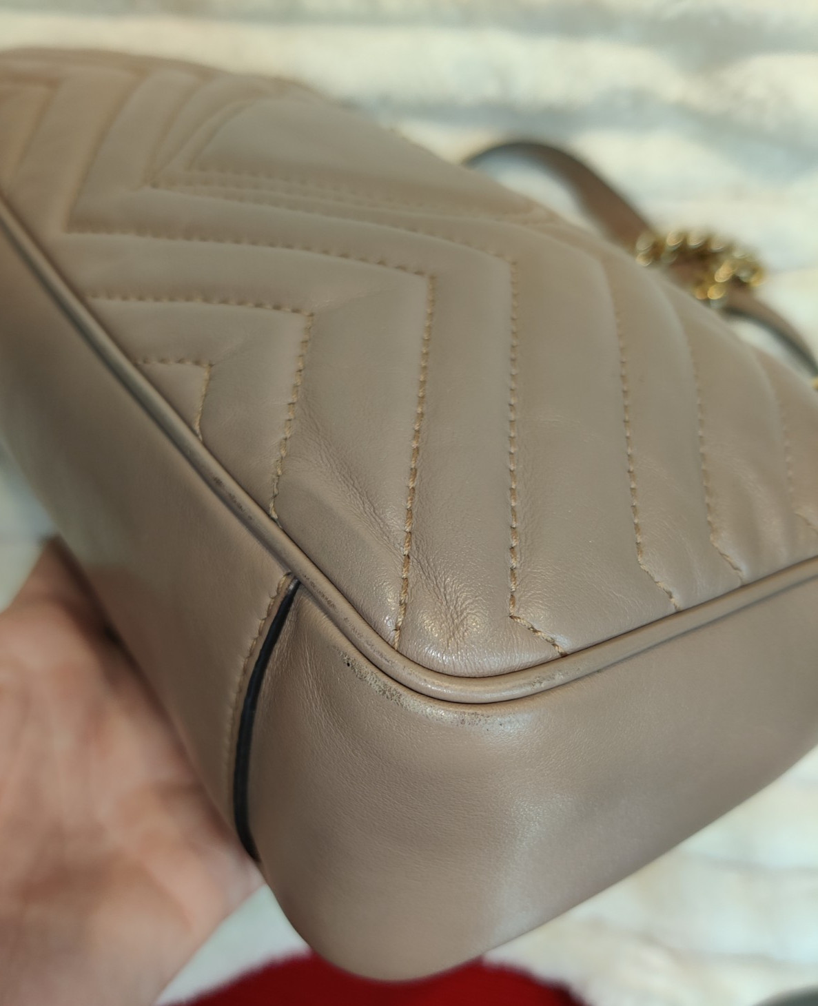 Gucci GG Marmont Shoulder Bag Medium Dusty Pink Leather