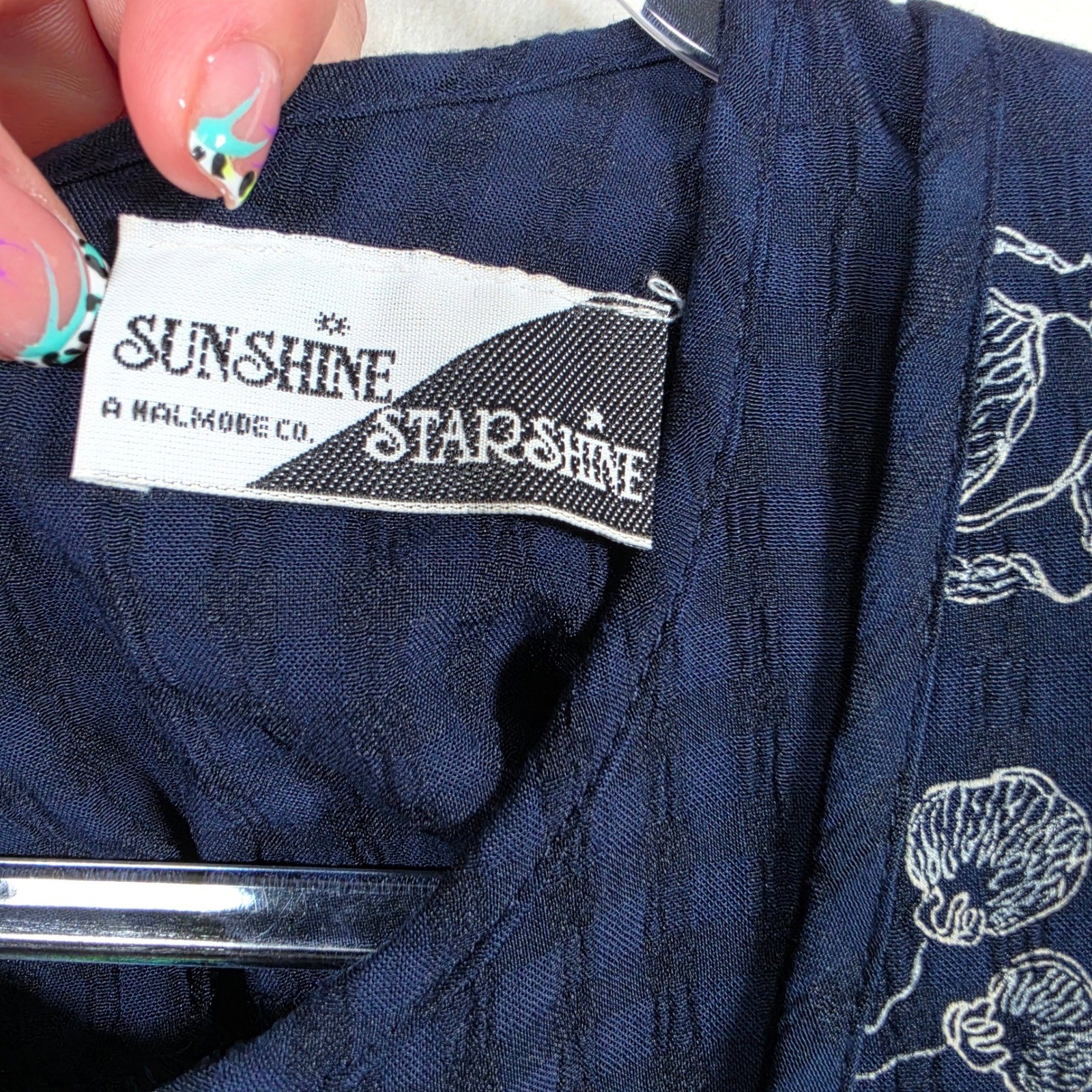 Vintage Sunshine Starshine Maxi Dress Women’s XL Navy Floral Cottagecore Prairie