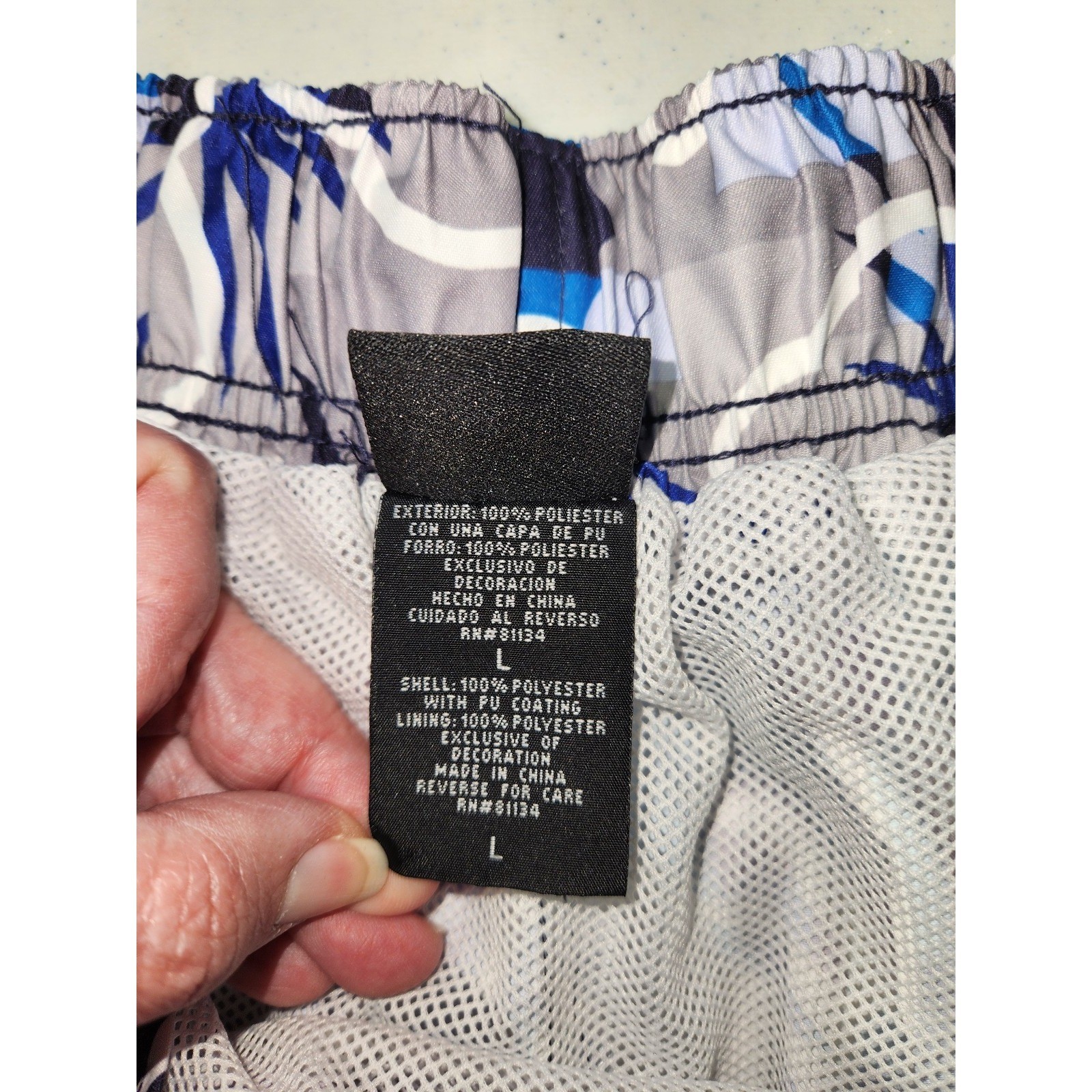 Men’s sz L Laguna Blue Tropical Patterned Swim Trunks Pockets
