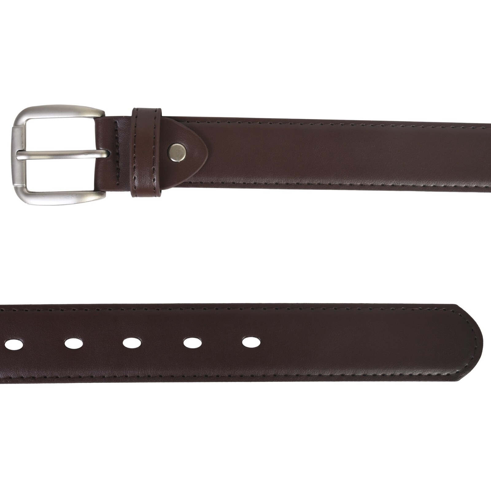 Genuine Leather Men Casual Money Zipper Safe Dark Brown Belt S M L XL. 1.1/4″ W