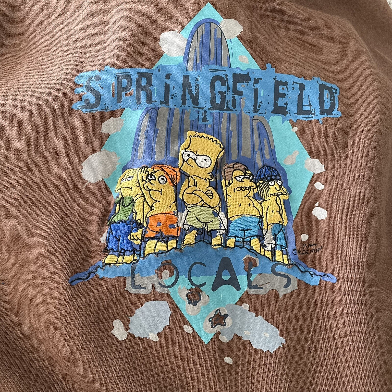 Calhoun Sportswear 2007 The Simpsons Locals Hoodie Sweatshirt Men XL Brown Heavy
