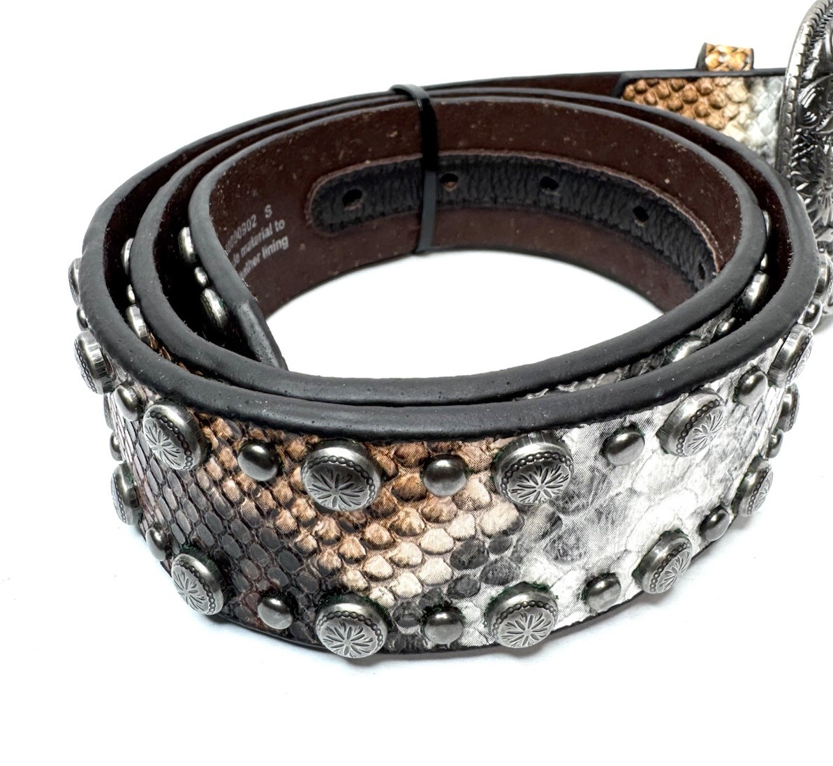 Angel Ranch D140000902 Womens Python StudsEdge Western Belt Multi- S Size
