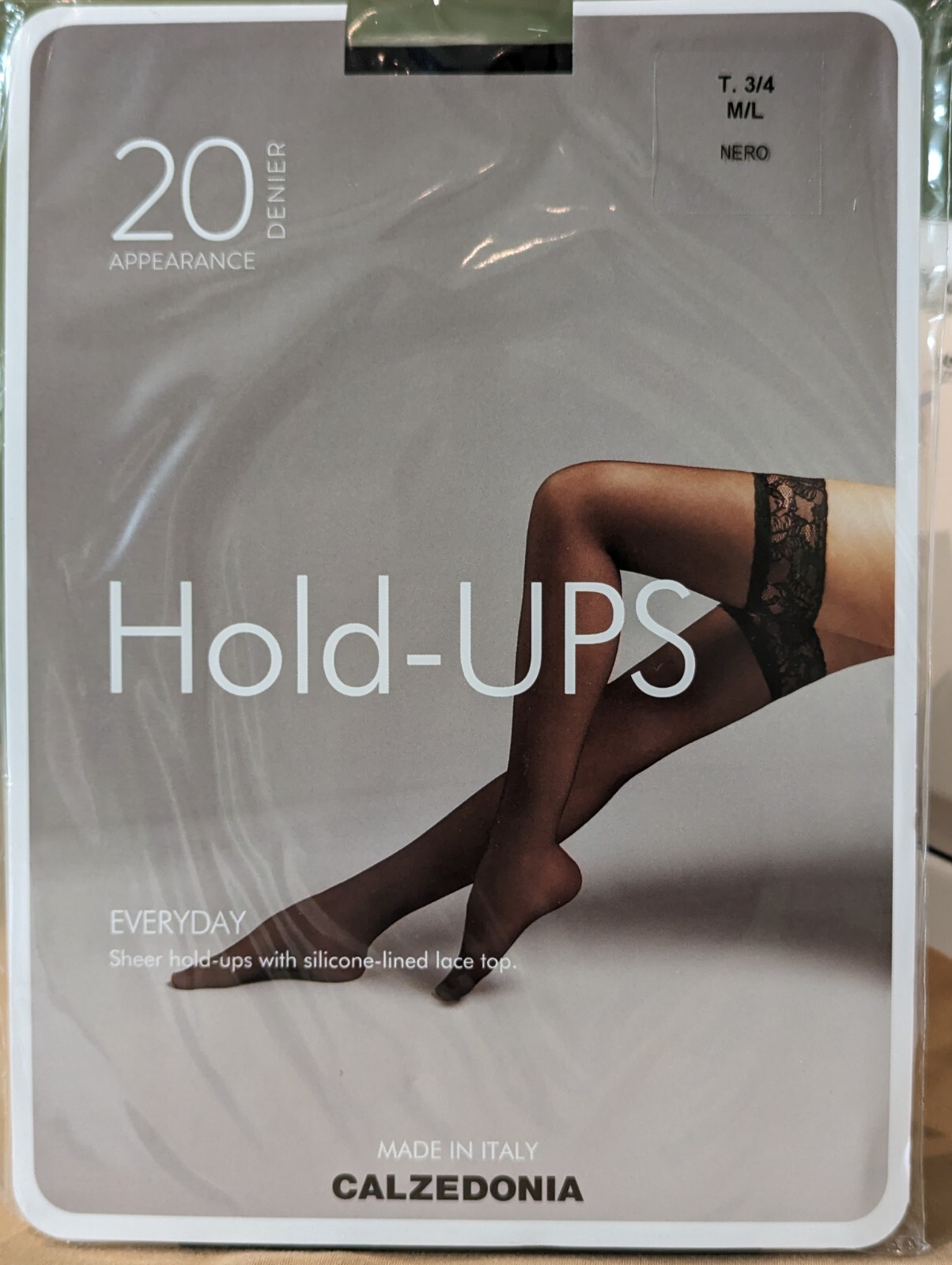 CALZEDONIA 20 DENIER SHEER THIGH HIGH STOCKINGS SIZE L / BLACK