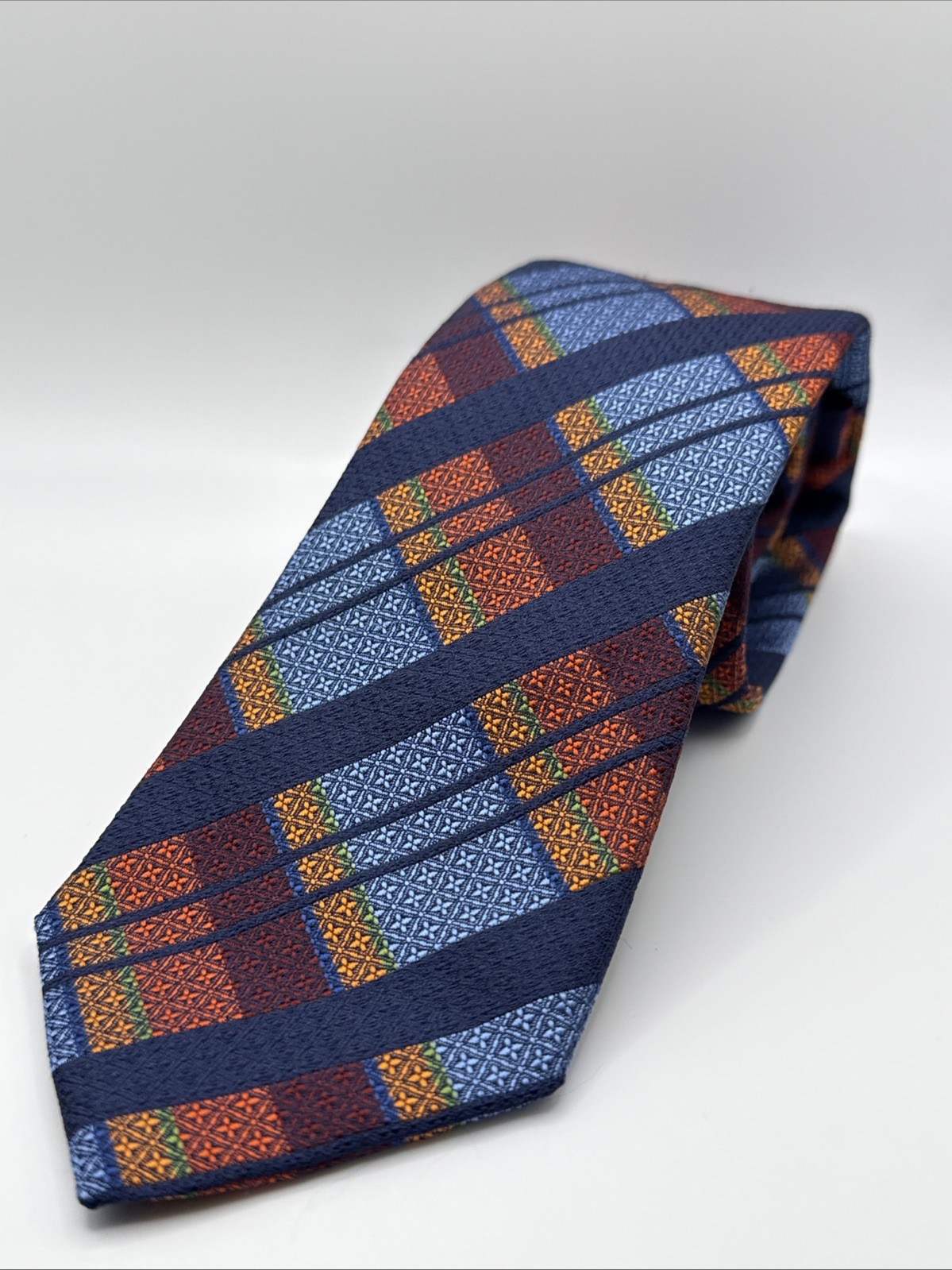 Jos A Bank Reserve Collection Silk Tie Plaid Geometric Patchwork 3-1/8”W 60”L