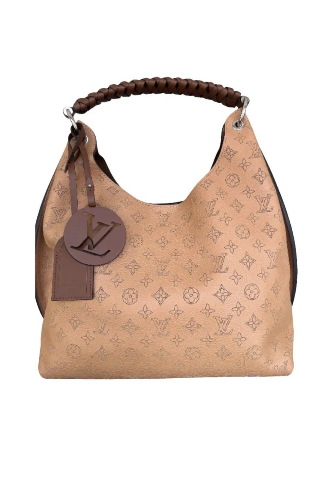 Louis Vuitton Monogram Hobo Bag Brown/Beige Braided Top Handle Charm