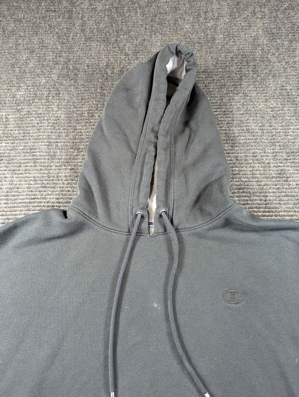 Champion Powerblend Fleece Pullover Hoodie Mens L Black Cotton Kangaroo Pocket