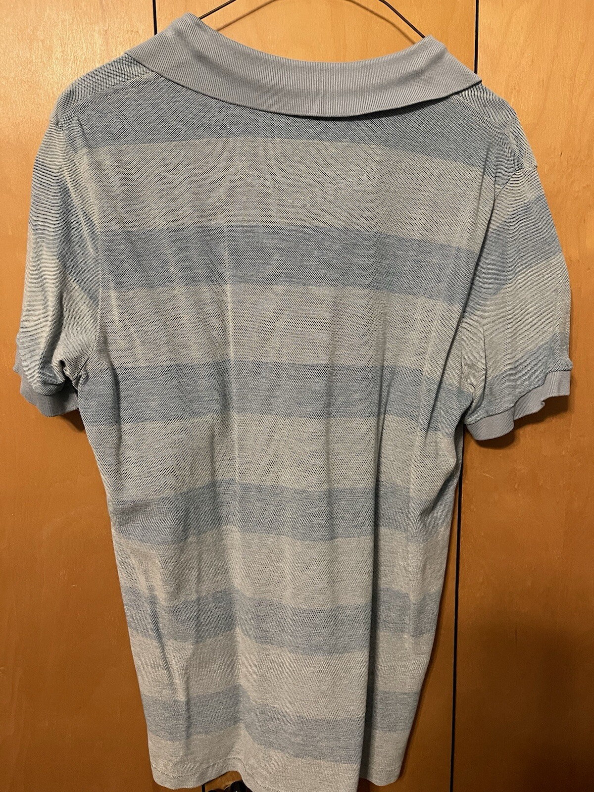 EDDIE BAUER CLASSIC PIQUE COTTON HEATHER LIGHT BLUE GRAY STRIPED POLO MEDIUM MEN