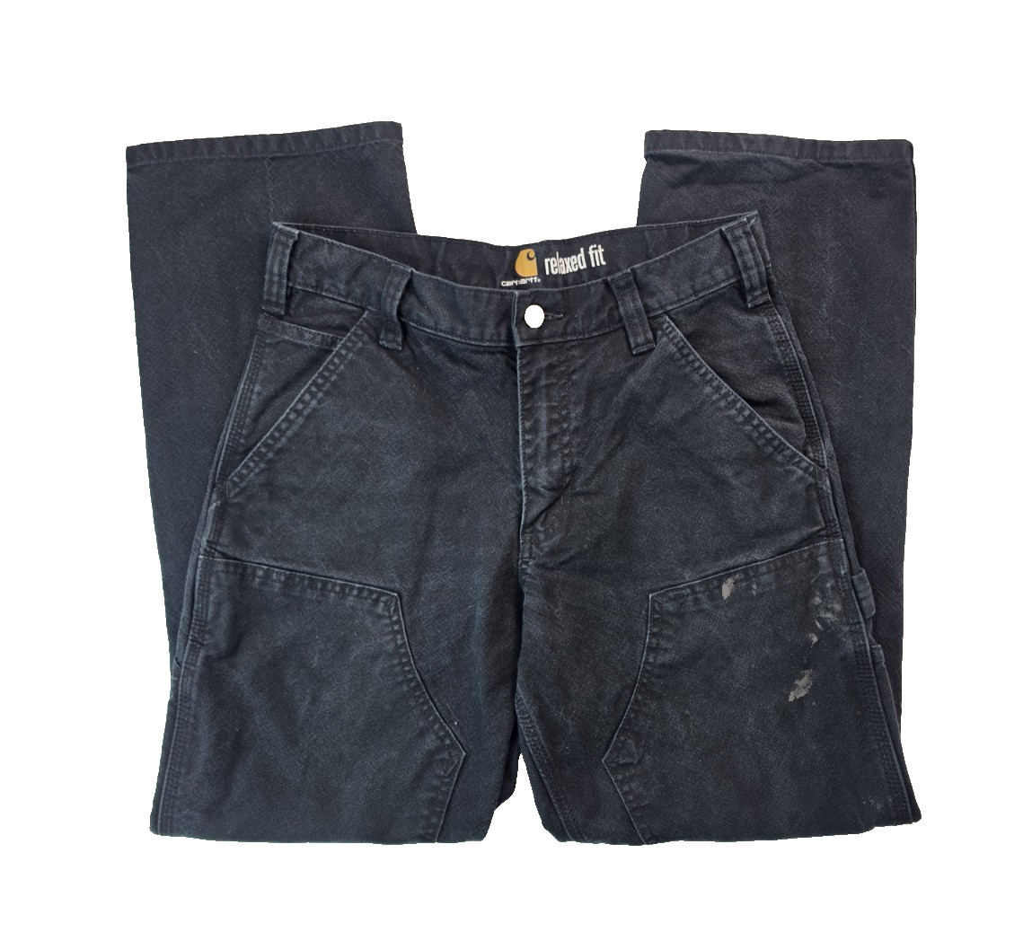 Carhartt Black Double Knee Relaxed Fit Pants Mens103334 BLK Size 30×30