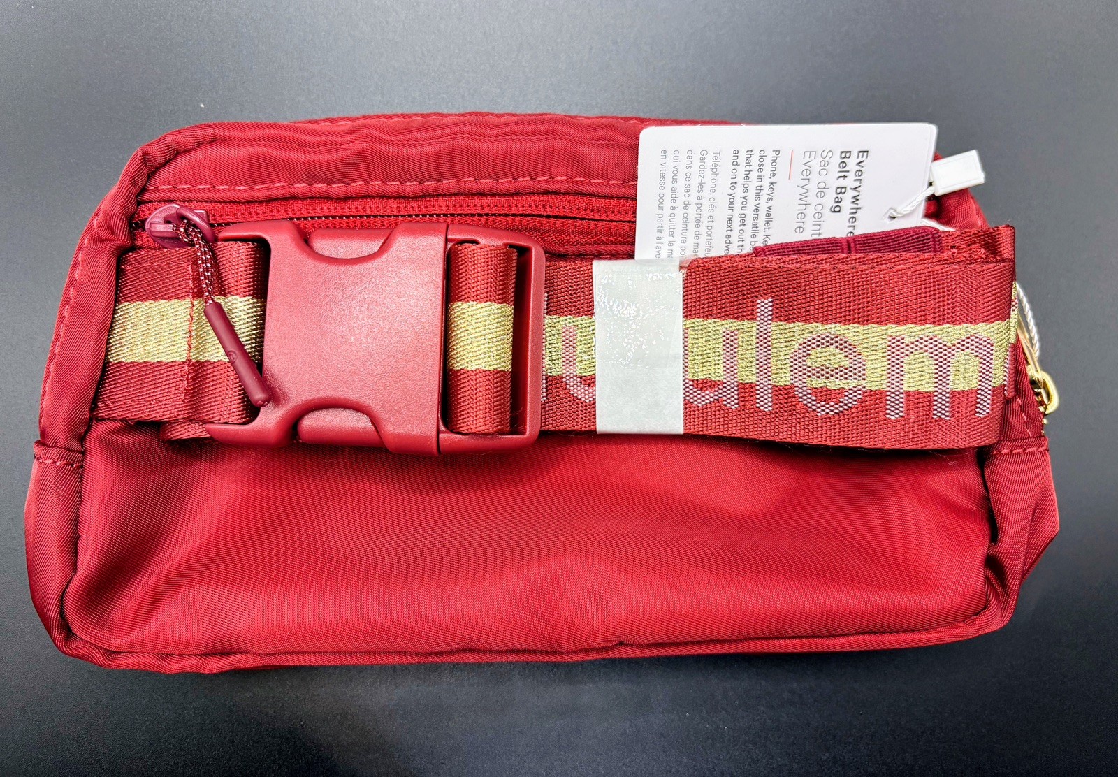 NWT Lululemon Everywhere Belt Bag 1L Burgundy Gold Hardware Authentic Brand New
