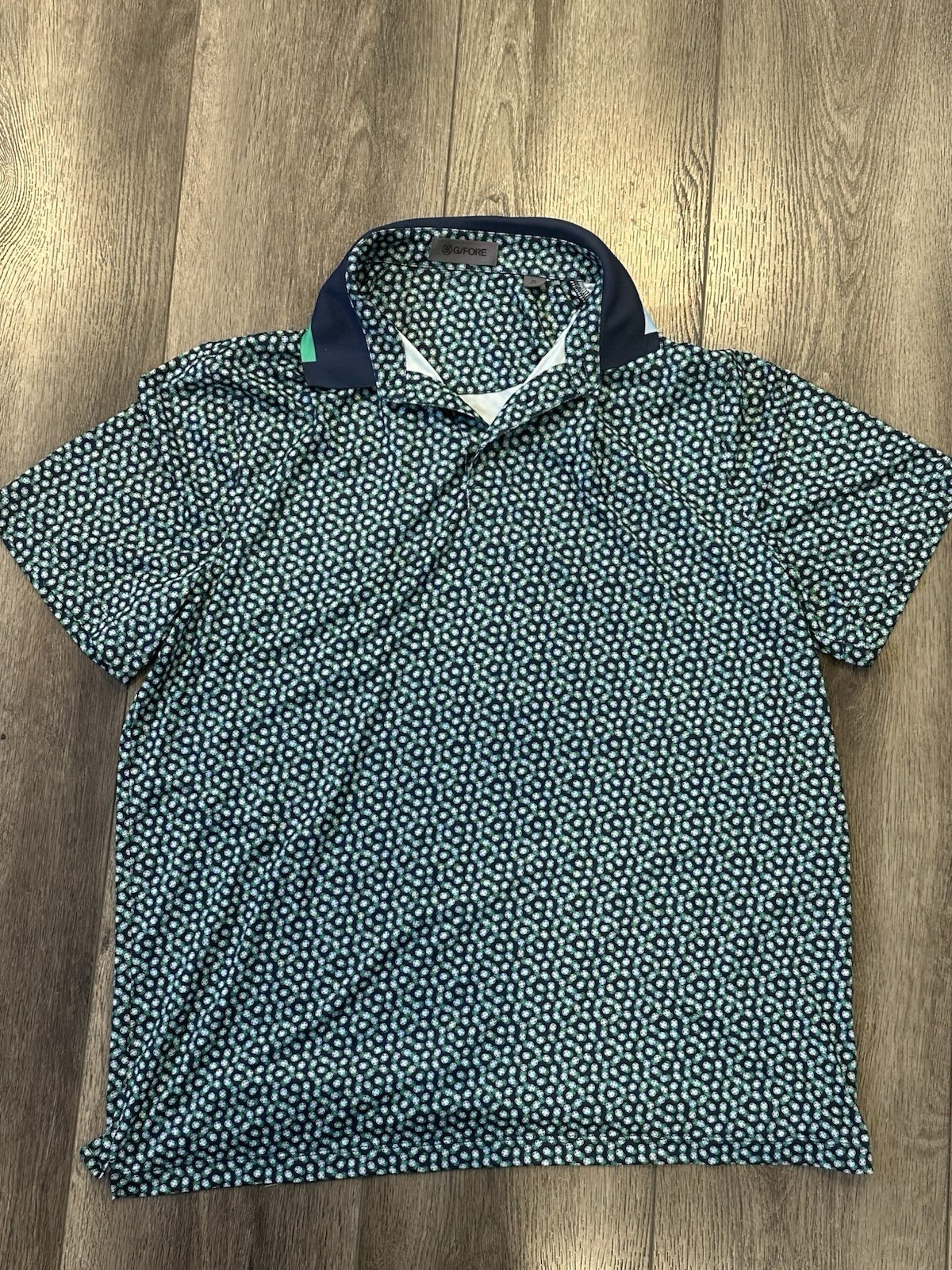 G/FORE Men’s Triple G Tech Jersey Golf Polo Shirt Green Patterned Size XL