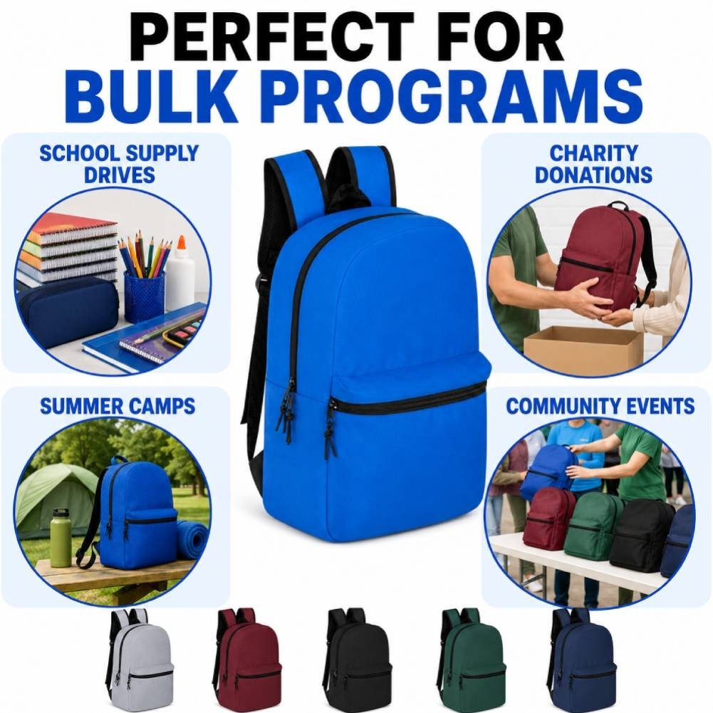 24 Pack Kids Backpacks Bulk 15″ School Bookbags Wholesale Bags 6 Assorted Colors