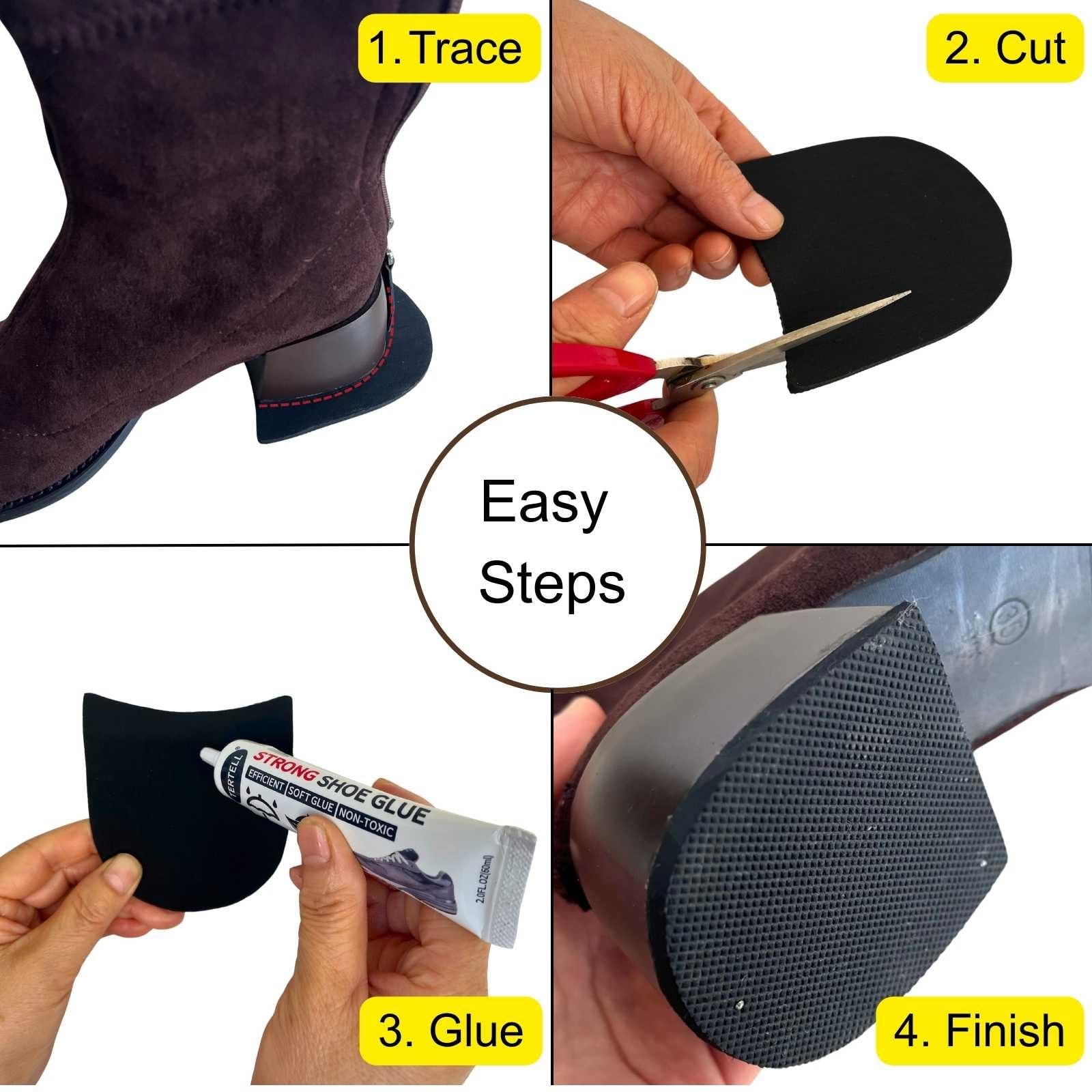 Shoe Heel Repair Rubber Pads Extra Large, 4mm (5/32 Inch) 1 Pair, Black